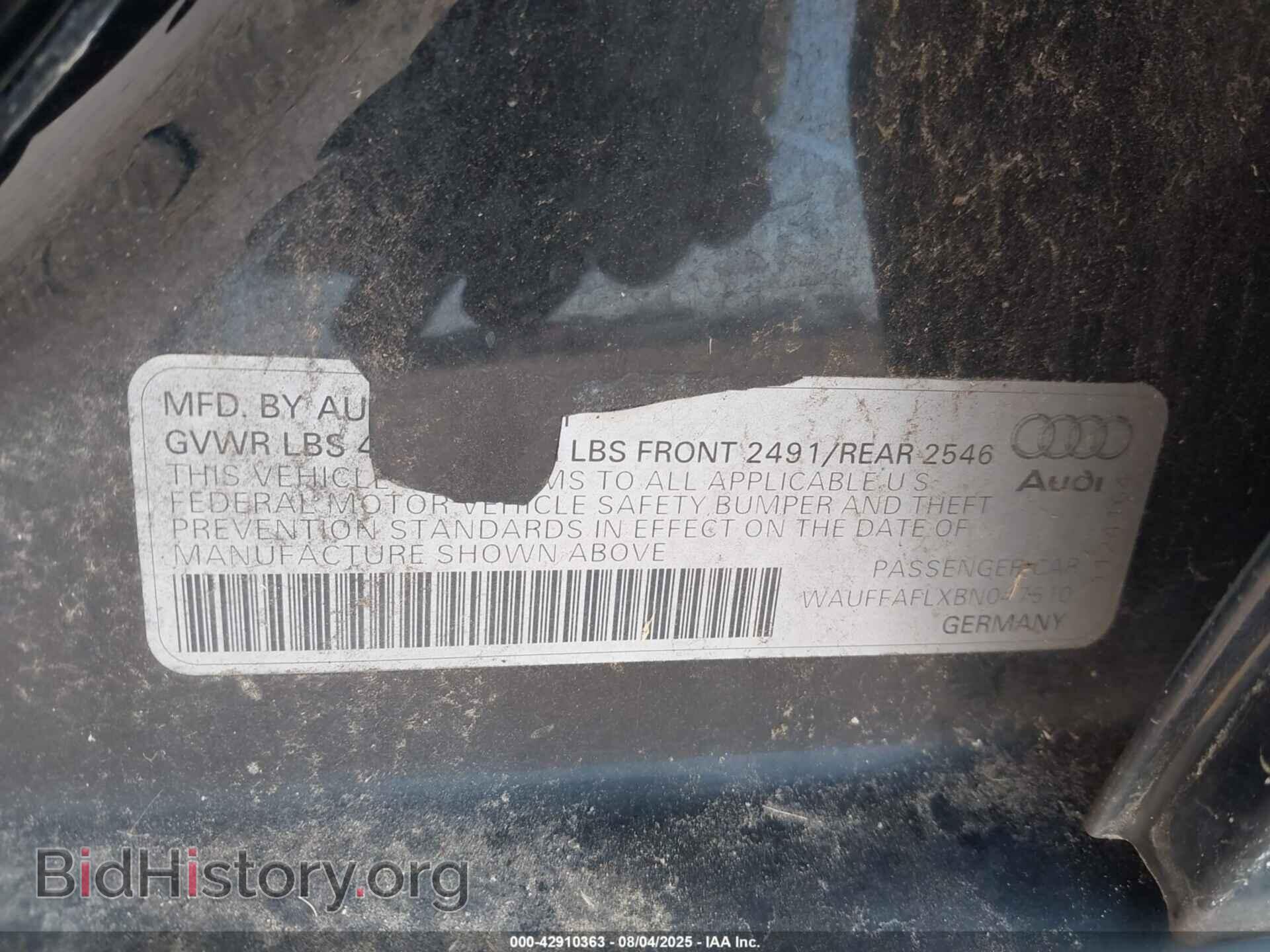 2011 AUDI A4 - VIN: WAUFFAFLXBN047510 - Фото 9