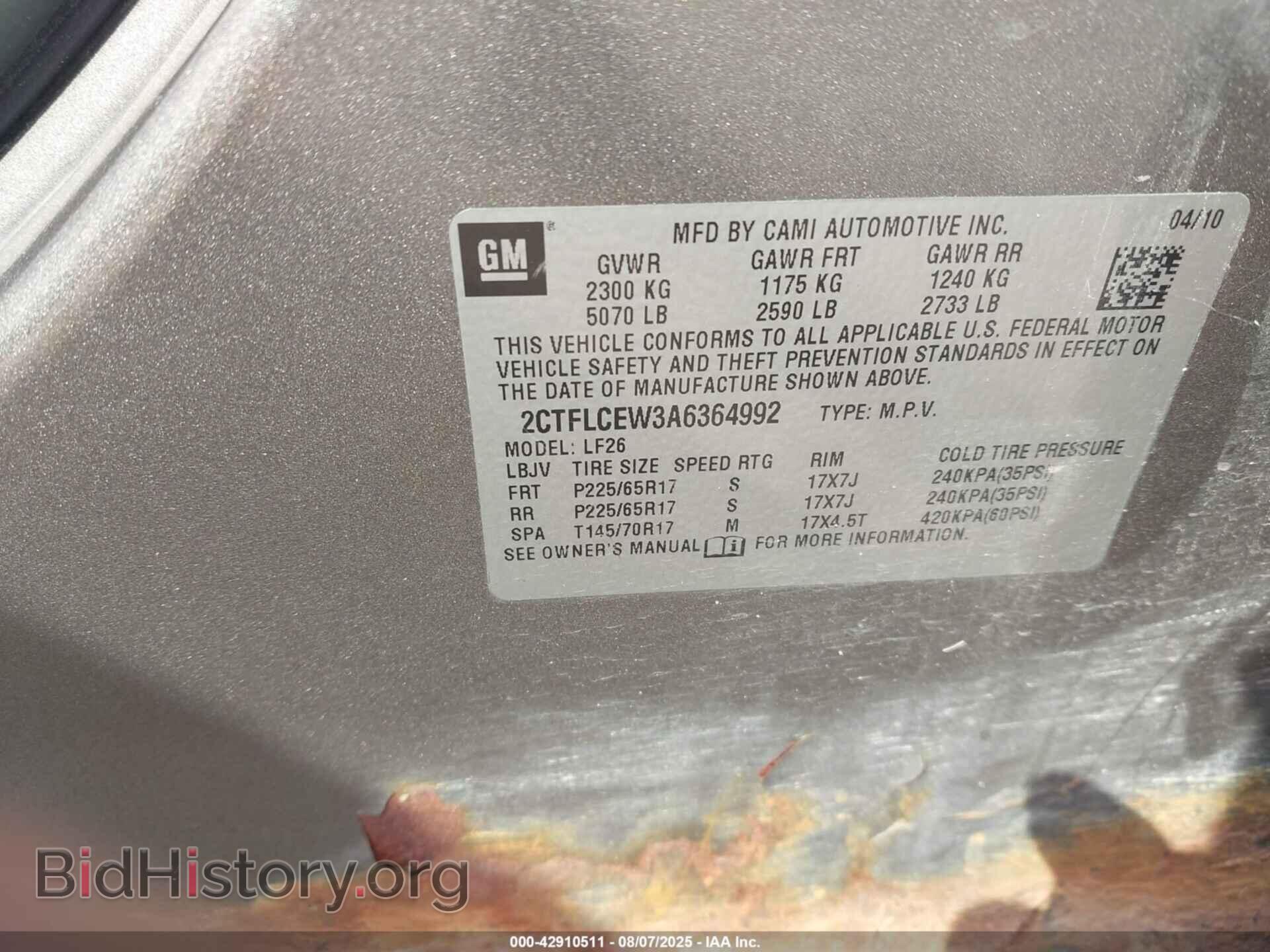 2010 GMC TERRAIN - VIN: 2CTFLCEW3A6364992 - Фото 9