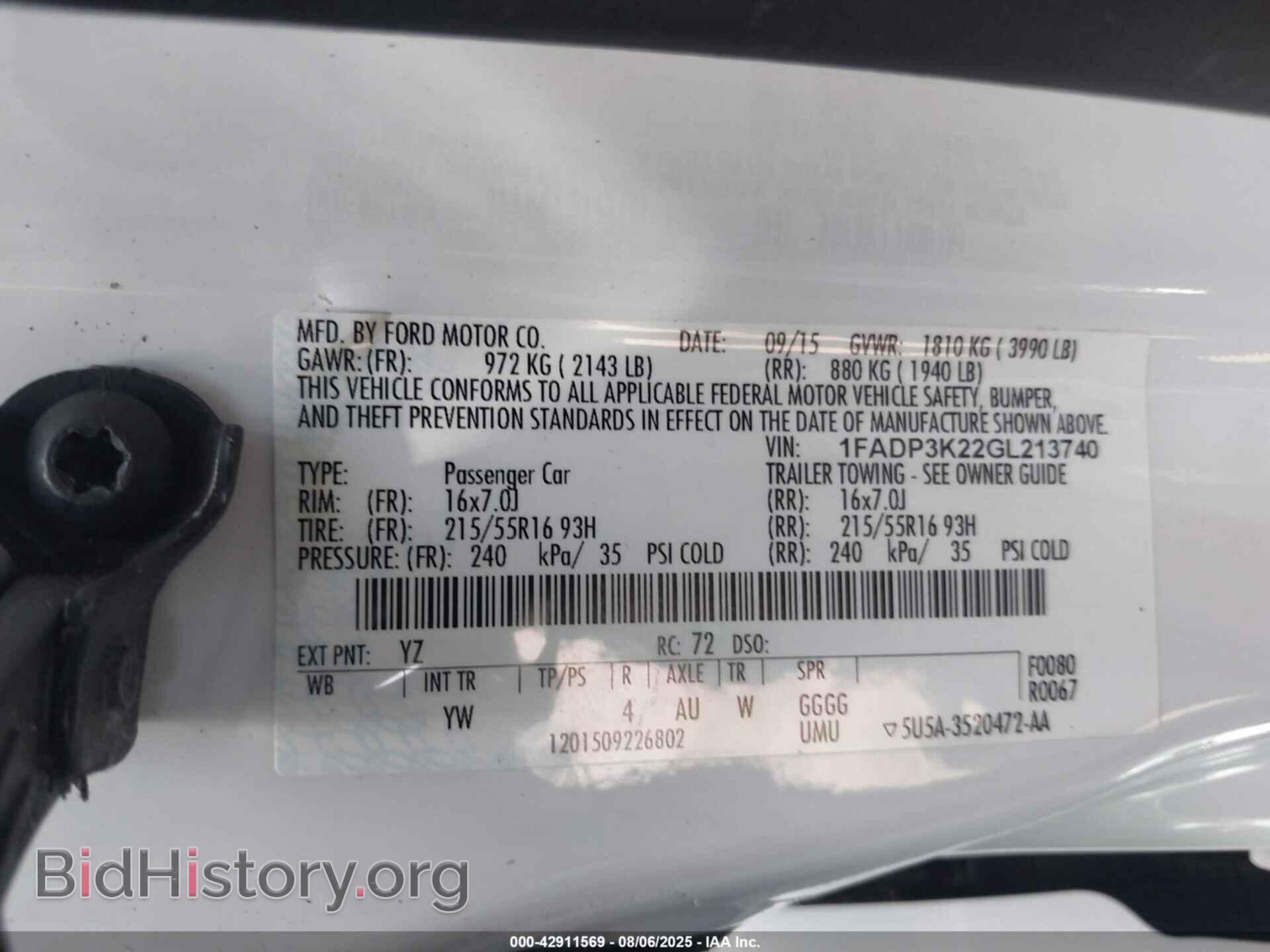 2016 FORD FOCUS - VIN: 1FADP3K22GL213740 - Фото 9