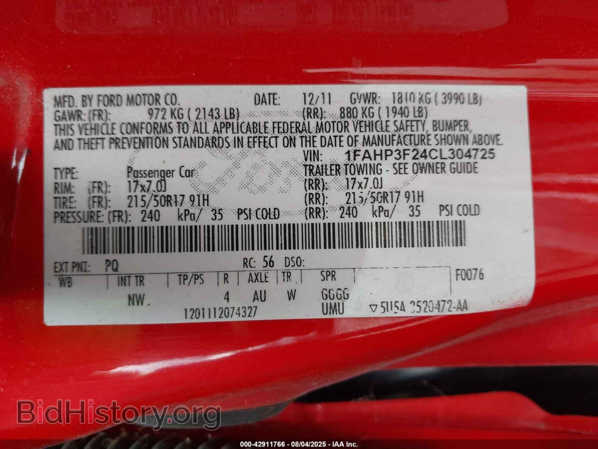 2012 FORD FOCUS - VIN: 1FAHP3F24CL304725 - Photo 9