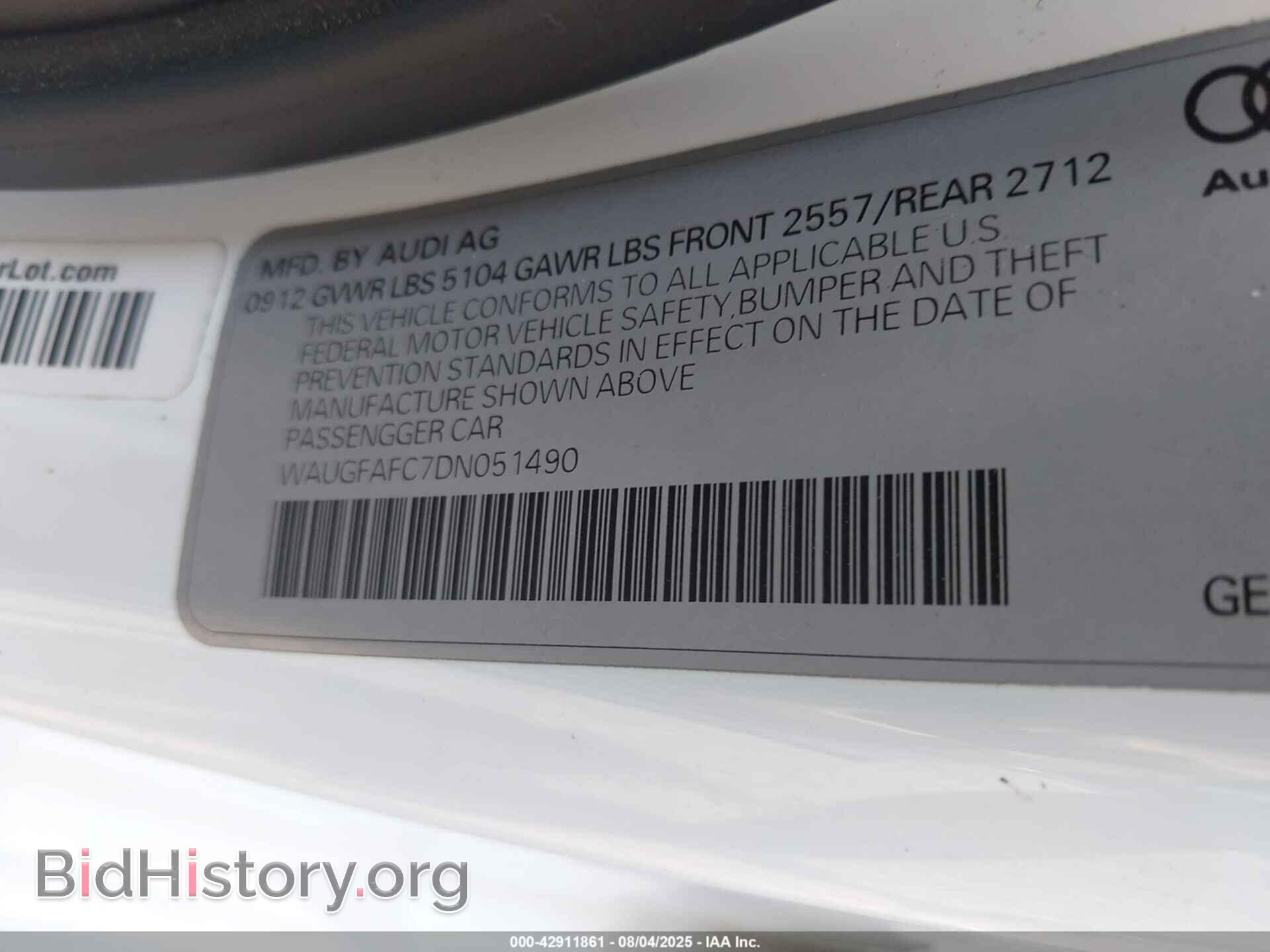 2013 AUDI A6 - VIN: WAUGFAFC7DN051490 - Фото 9