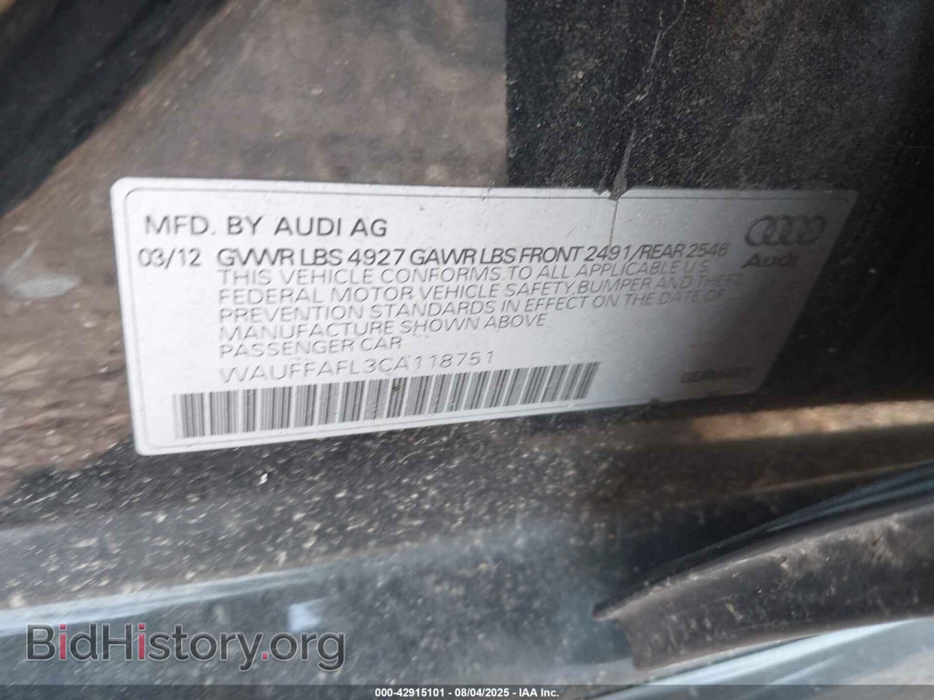 2012 AUDI A4 - VIN: WAUFFAFL3CA118751 - Photo 9