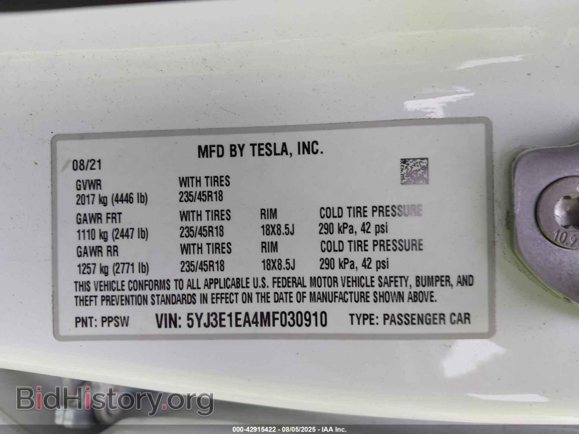 2021 TESLA MODEL 3 - VIN: 5YJ3E1EA4MF030910 - Photo 9