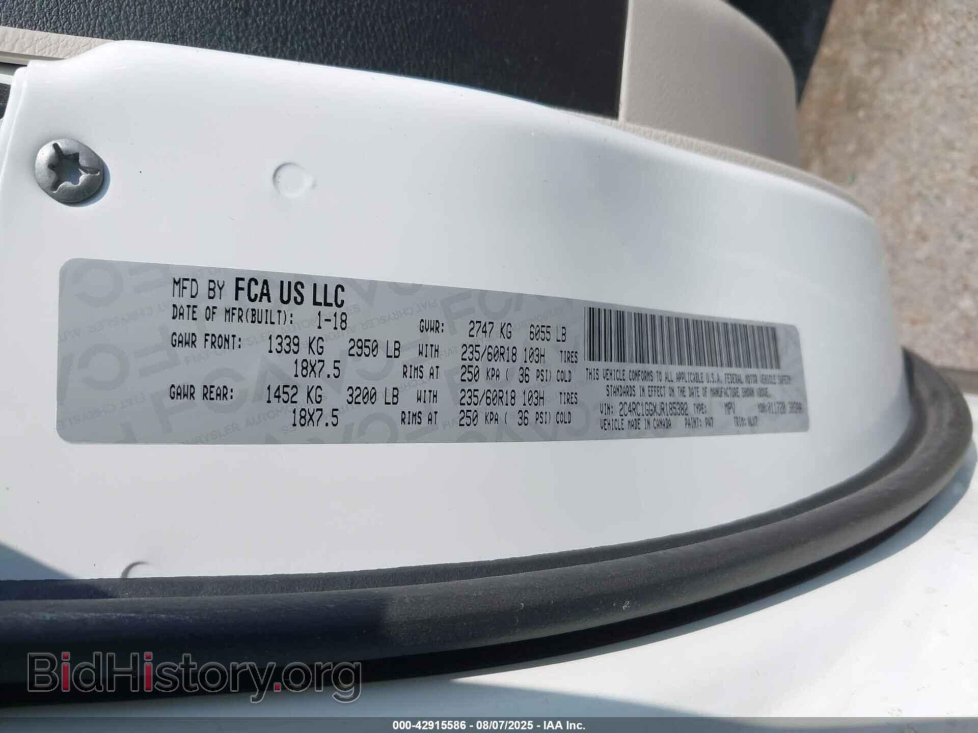 2018 CHRYSLER PACIFICA - VIN: 2C4RC1GGXJR185382 - Фото 9