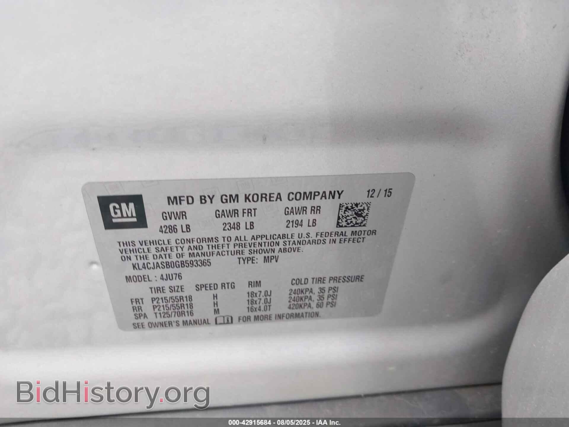 2016 BUICK ENCORE - VIN: KL4CJASB0GB593365 - Photo 9