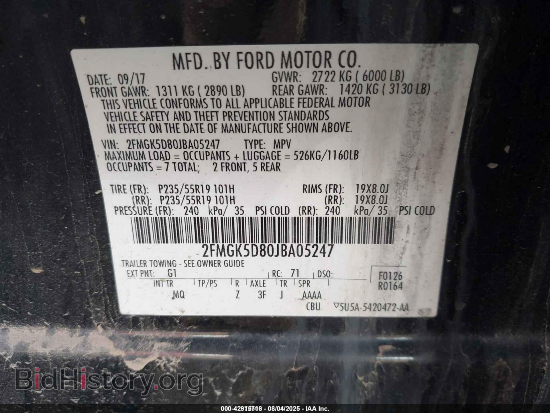2018 FORD FLEX - VIN: 2FMGK5D80JBA05247 - Photo 9