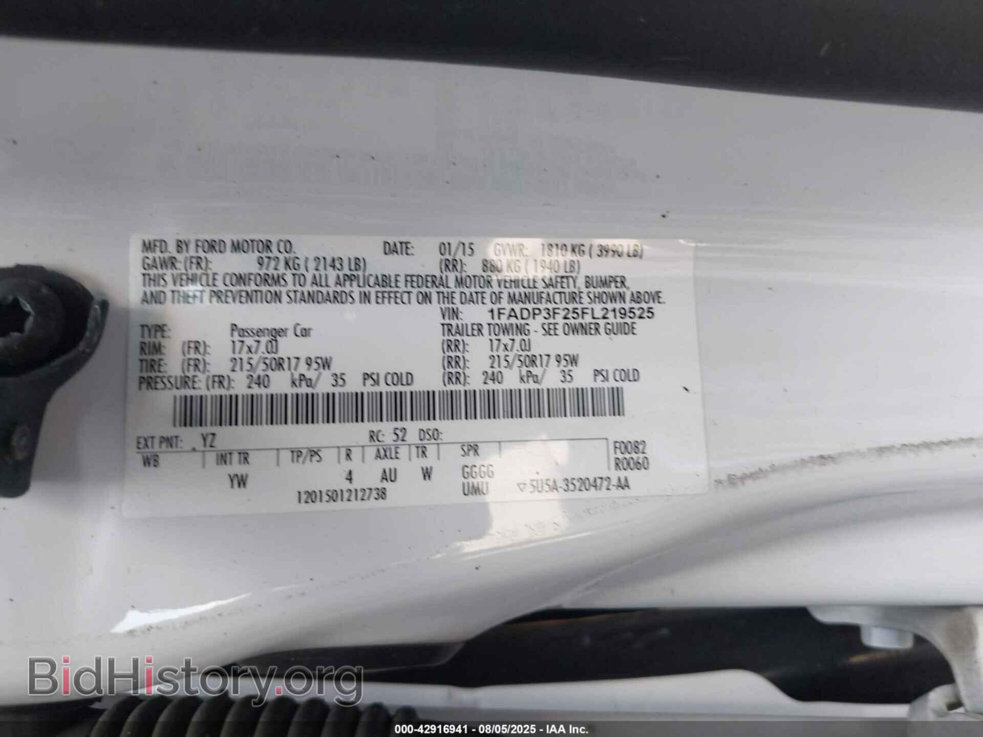 2015 FORD FOCUS - VIN: 1FADP3F25FL219525 - Фото 9