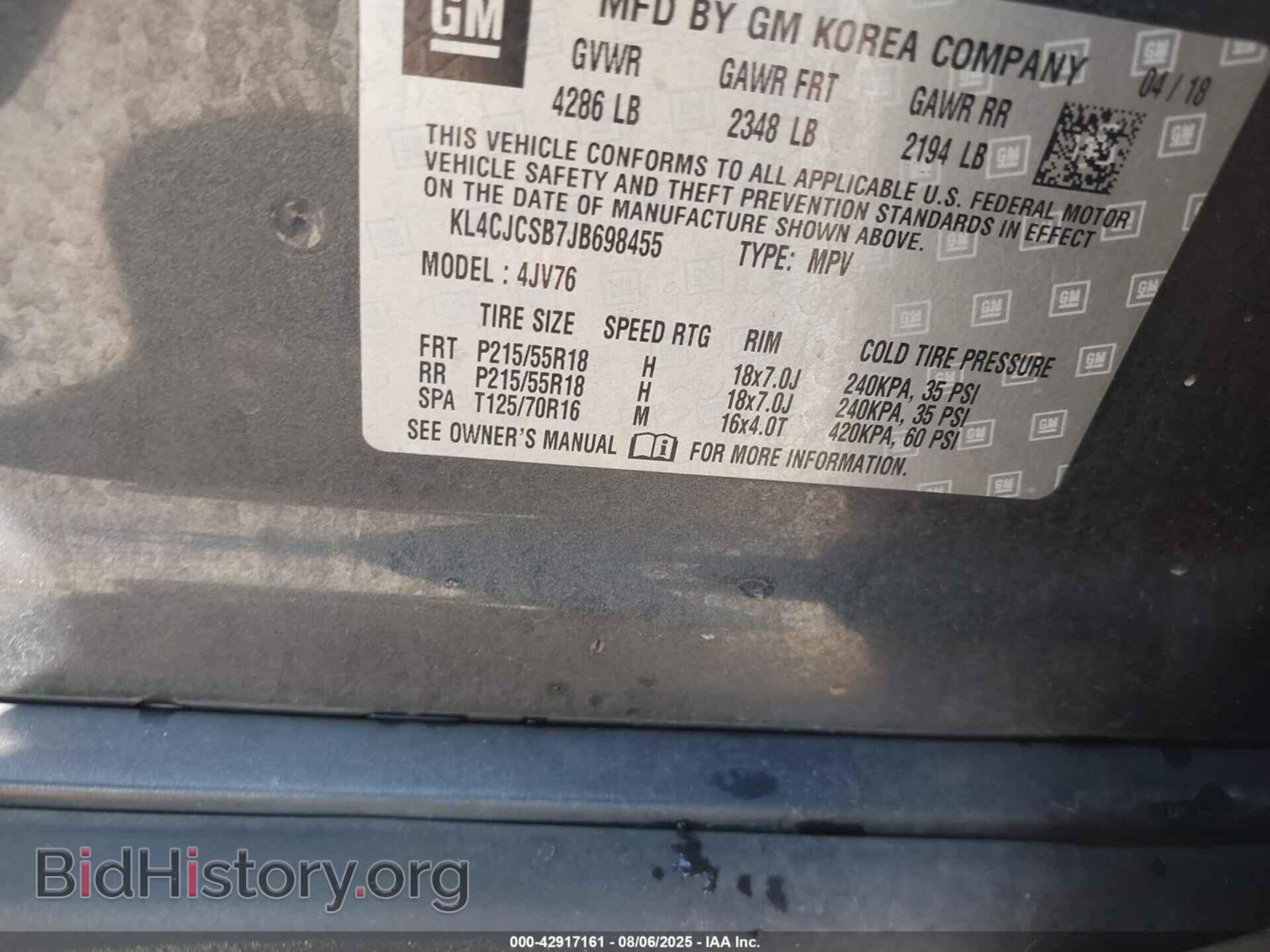 2018 BUICK ENCORE - VIN: KL4CJCSB7JB698455 - Фото 9