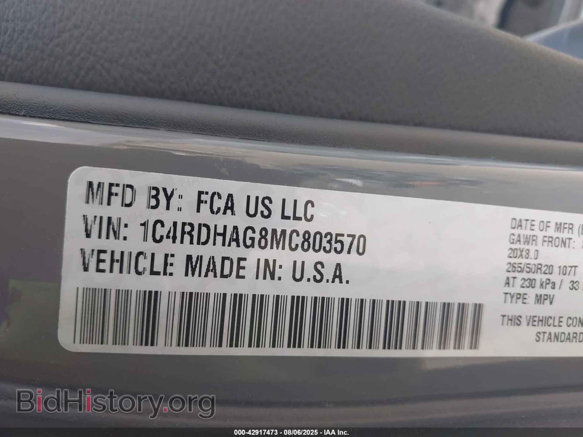 2021 DODGE DURANGO - VIN: 1C4RDHAG8MC803570 - Photo 9