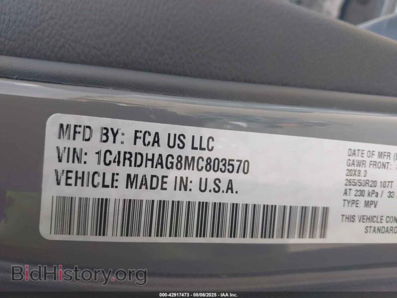2021 Dodge DURANGO (VIN 1C4RDHAG8MC803570) — фото 9 из 16