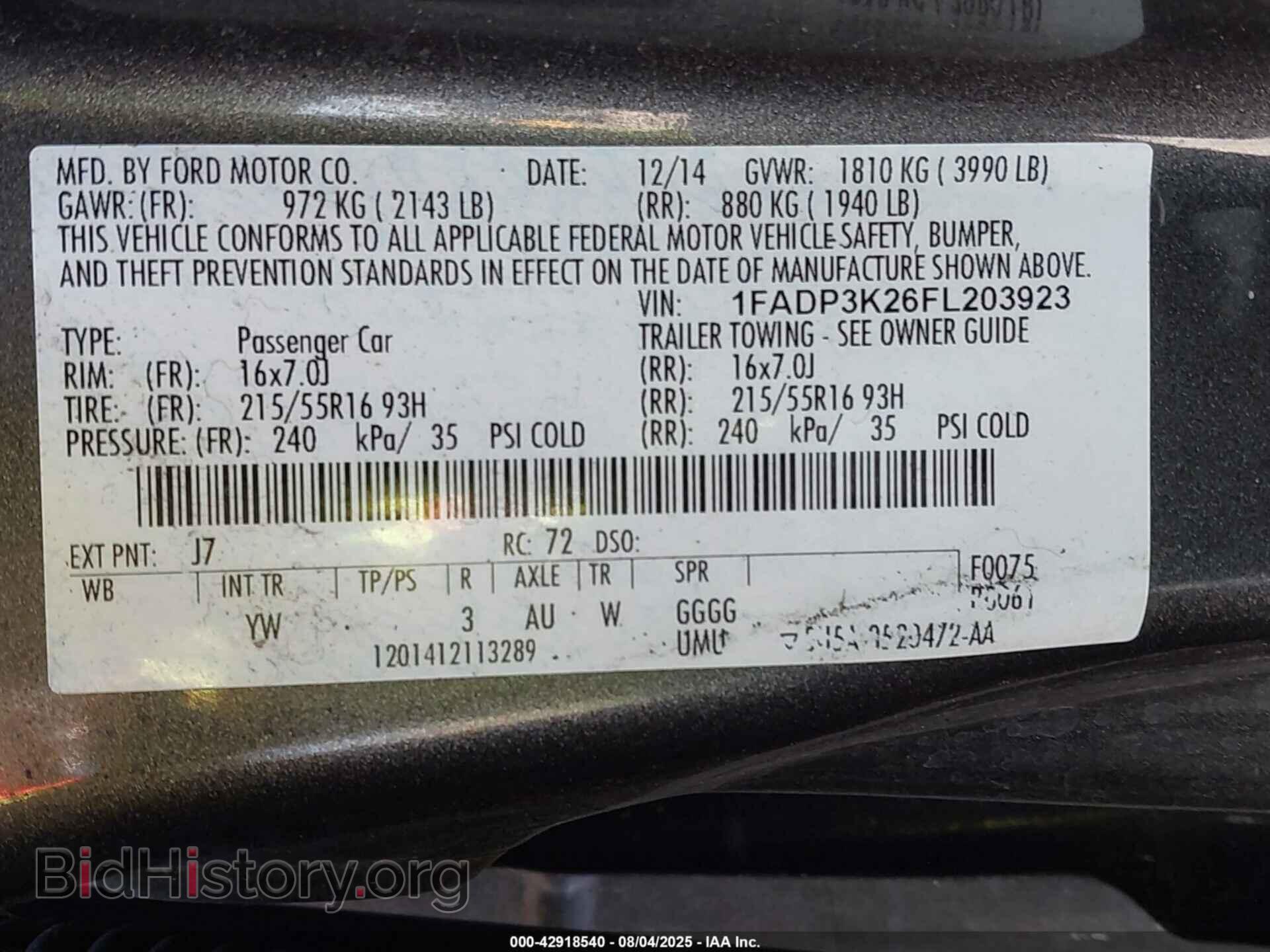 2015 FORD FOCUS - VIN: 1FADP3K26FL203923 - Фото 9