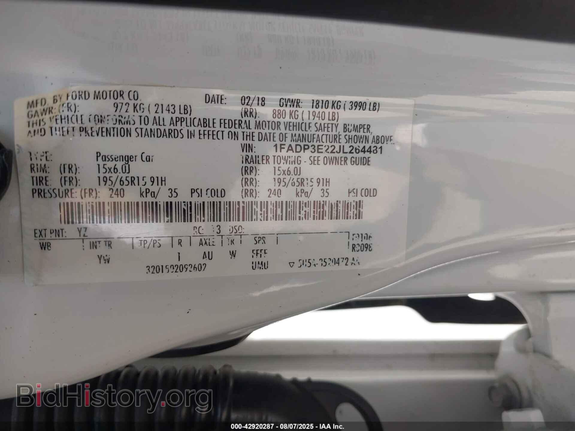 2018 FORD FOCUS - VIN: 1FADP3E22JL264481 - Фото 9