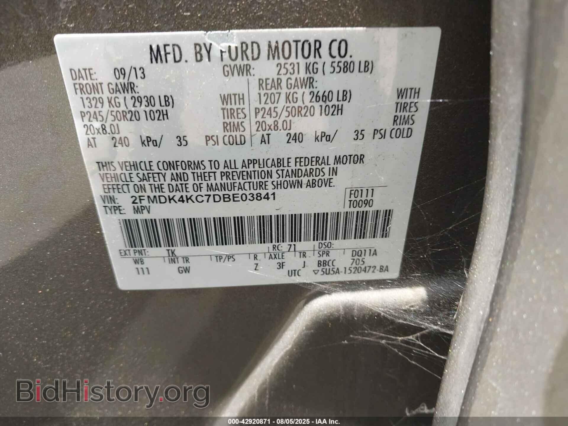 2013 FORD EDGE - VIN: 2FMDK4KC7DBE03841 - Photo 9