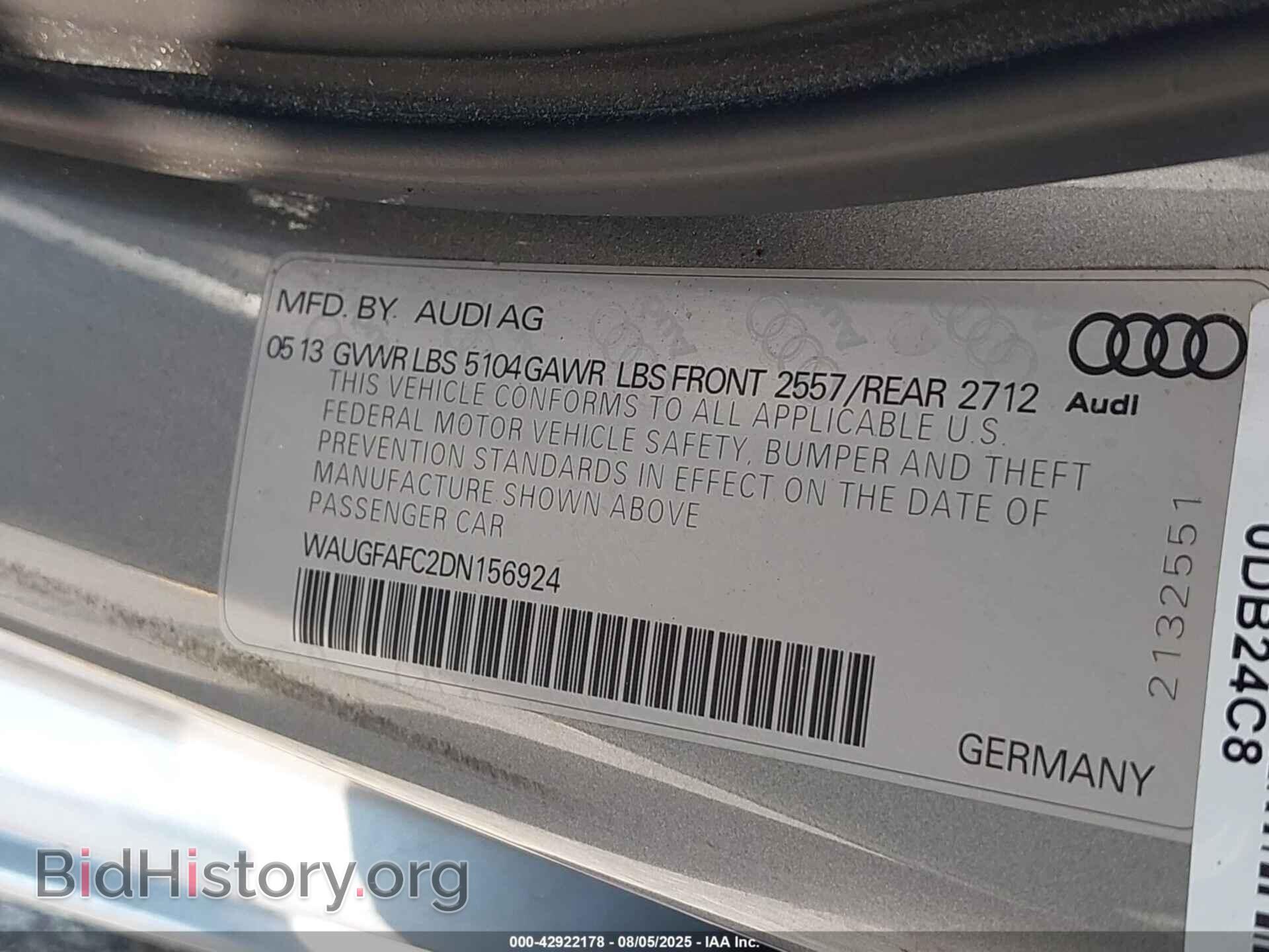 2013 AUDI A6 - VIN: WAUGFAFC2DN156924 - Photo 9