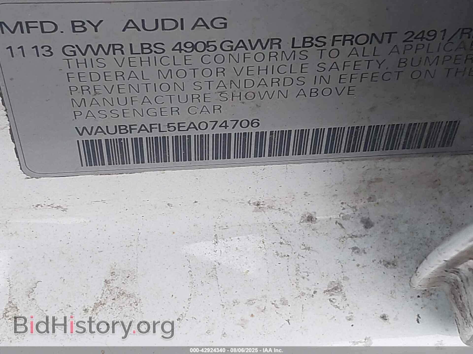 2014 AUDI A4 - VIN: WAUBFAFL5EA074706 - Фото 9
