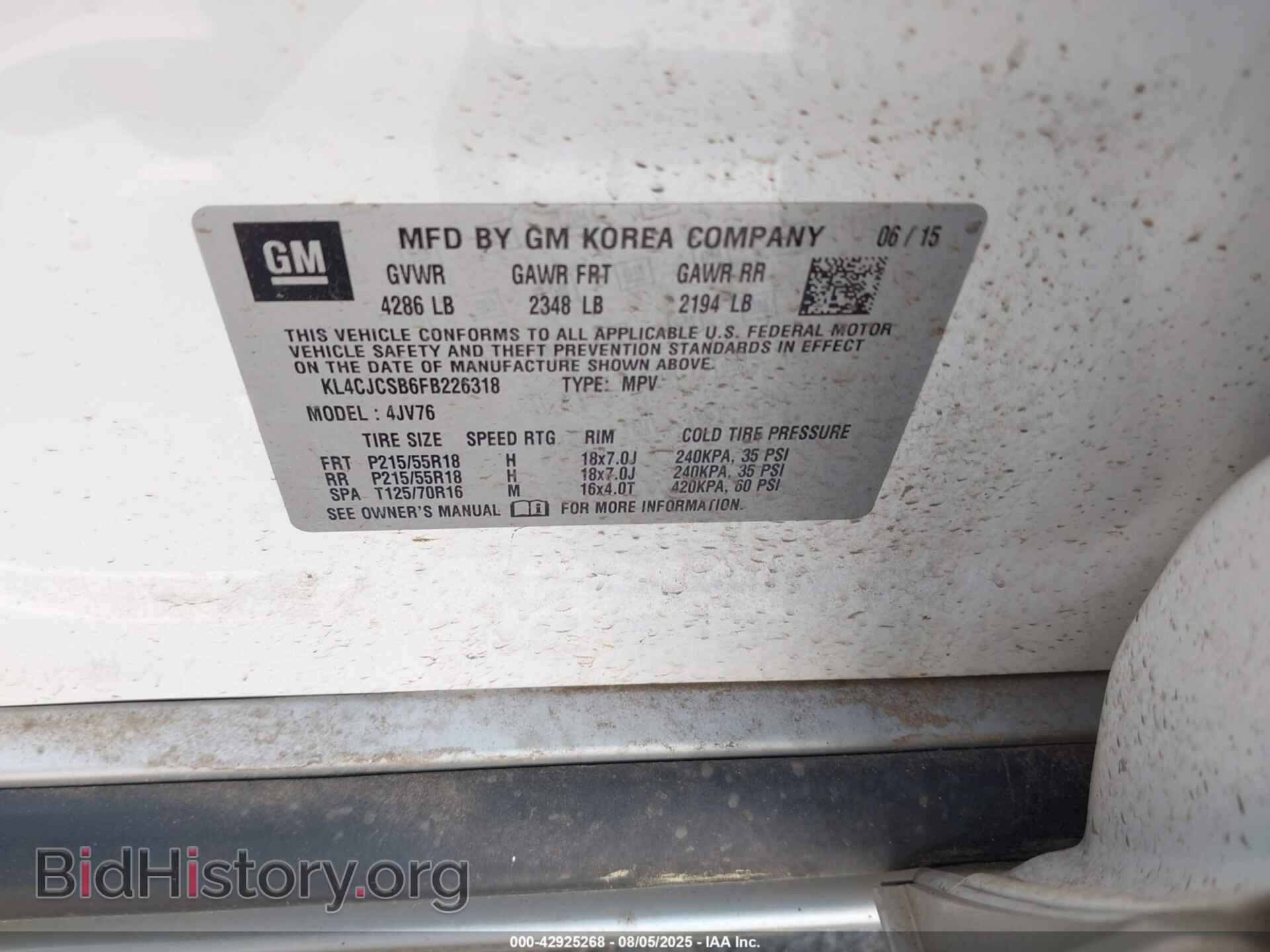 2015 BUICK ENCORE - VIN: KL4CJCSB6FB226318 - Photo 9
