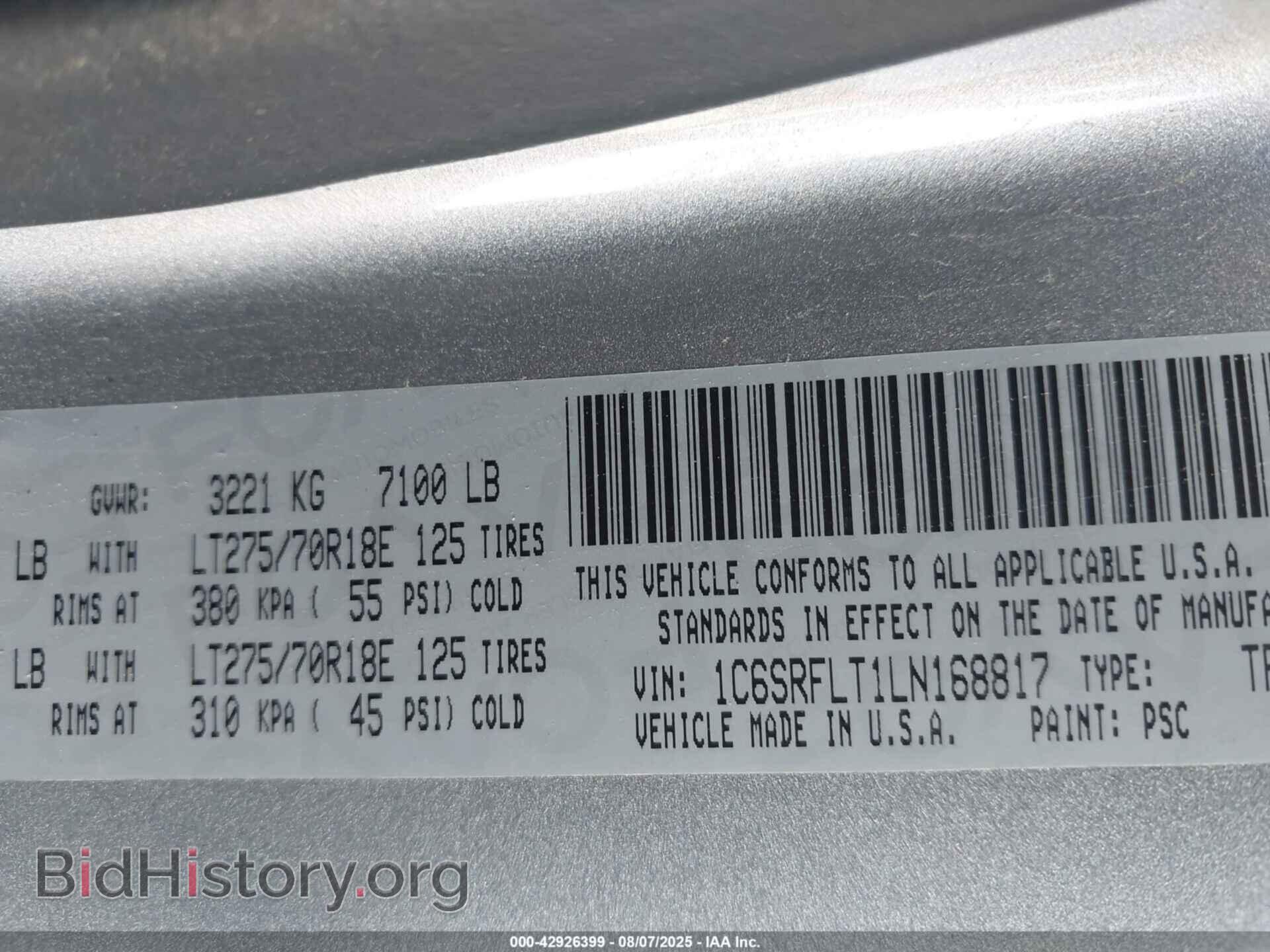 2020 RAM 1500 - VIN: 1C6SRFLT1LN168817 - Фото 9
