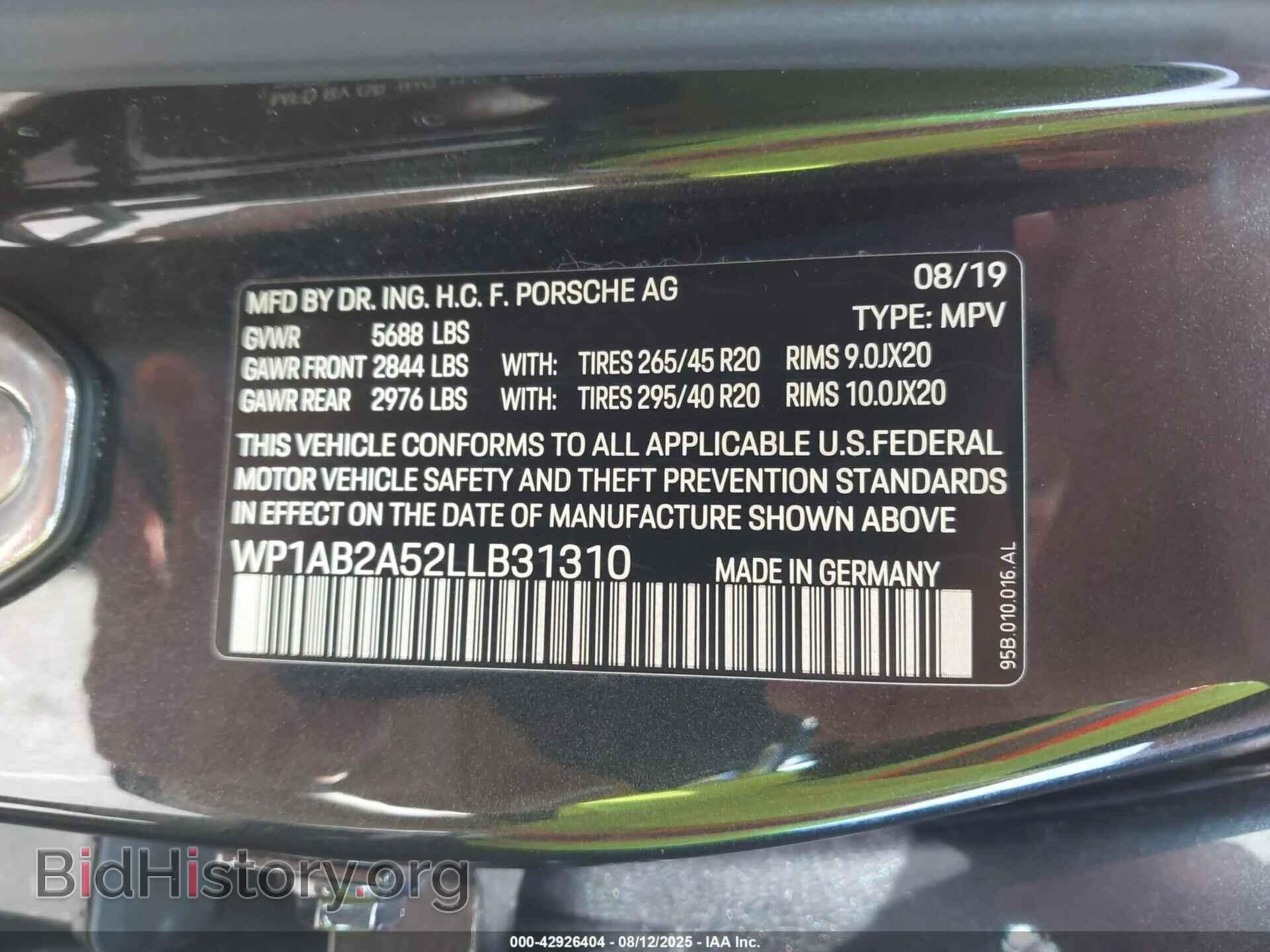 2020 PORSCHE MACAN - VIN: WP1AB2A52LLB31310 - Фото 9