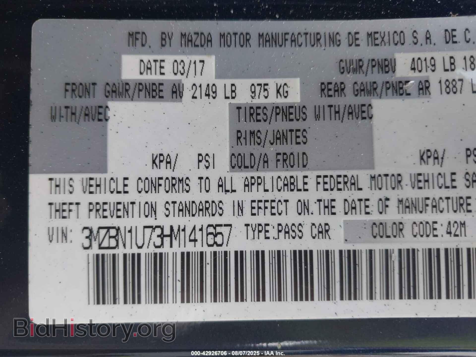 2017 MAZDA MAZDA3 - VIN: 3MZBN1U73HM141657 - Фото 9
