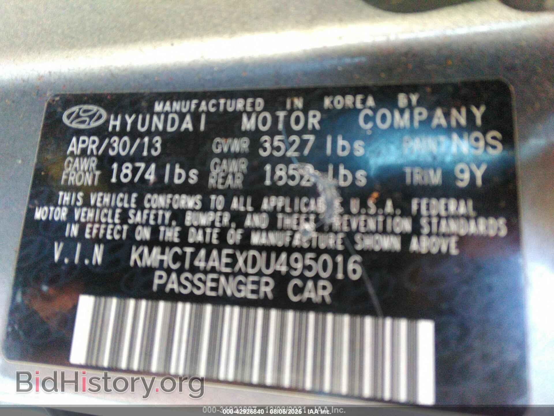 2013 HYUNDAI ACCENT - VIN: KMHCT4AEXDU495016 - Фото 9