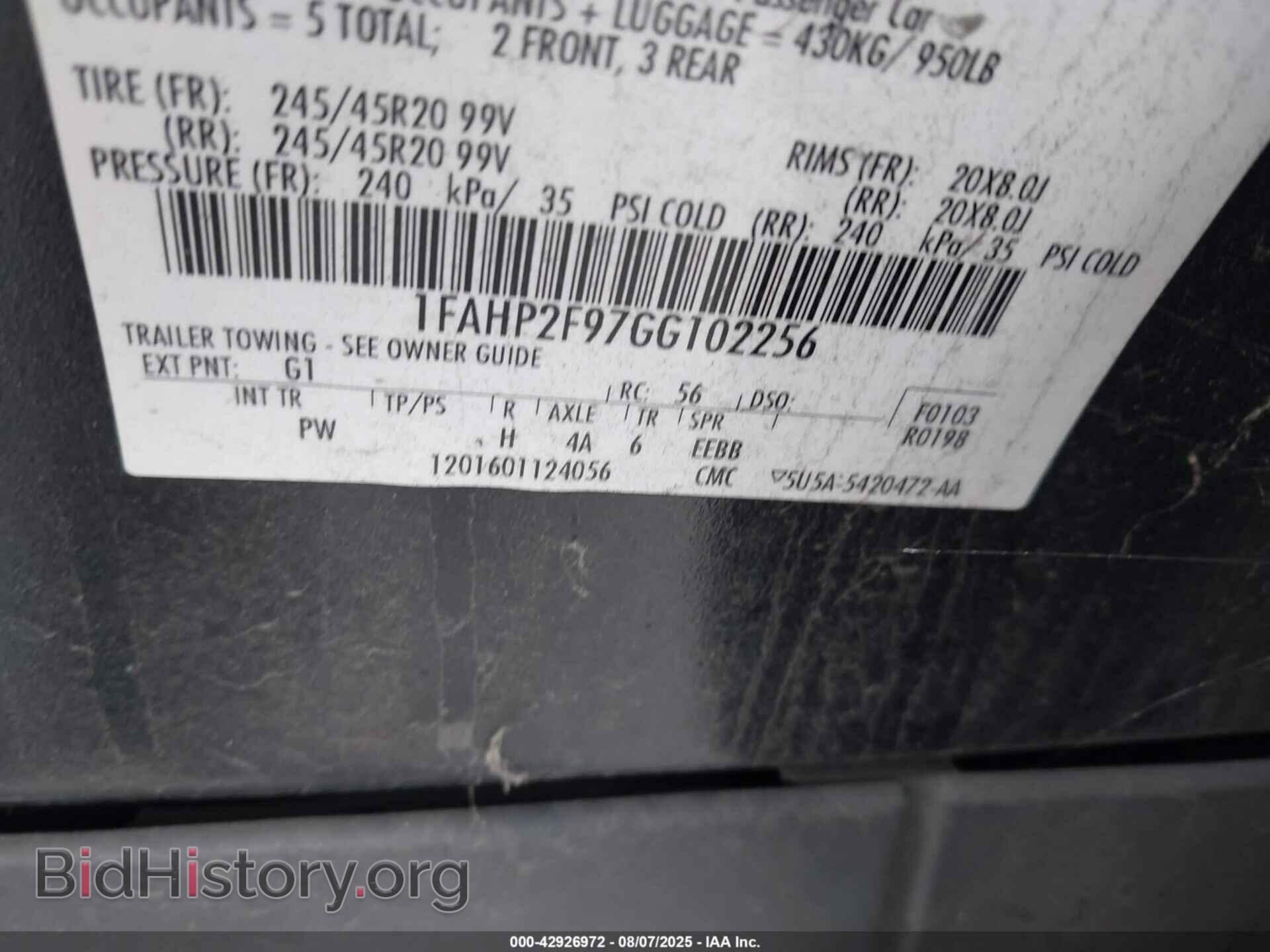 2016 FORD TAURUS - VIN: 1FAHP2F97GG102256 - Фото 9