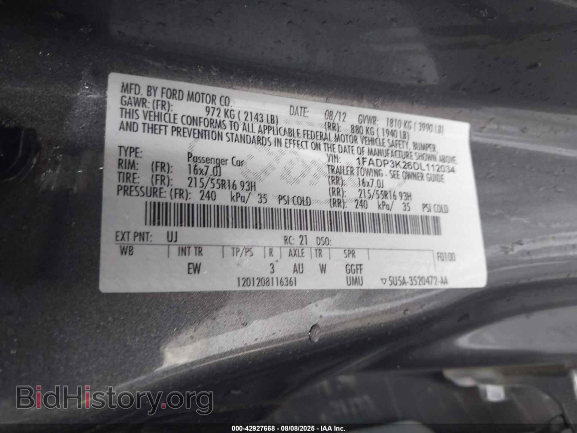 2013 FORD FOCUS - VIN: 1FADP3K26DL112034 - Фото 9
