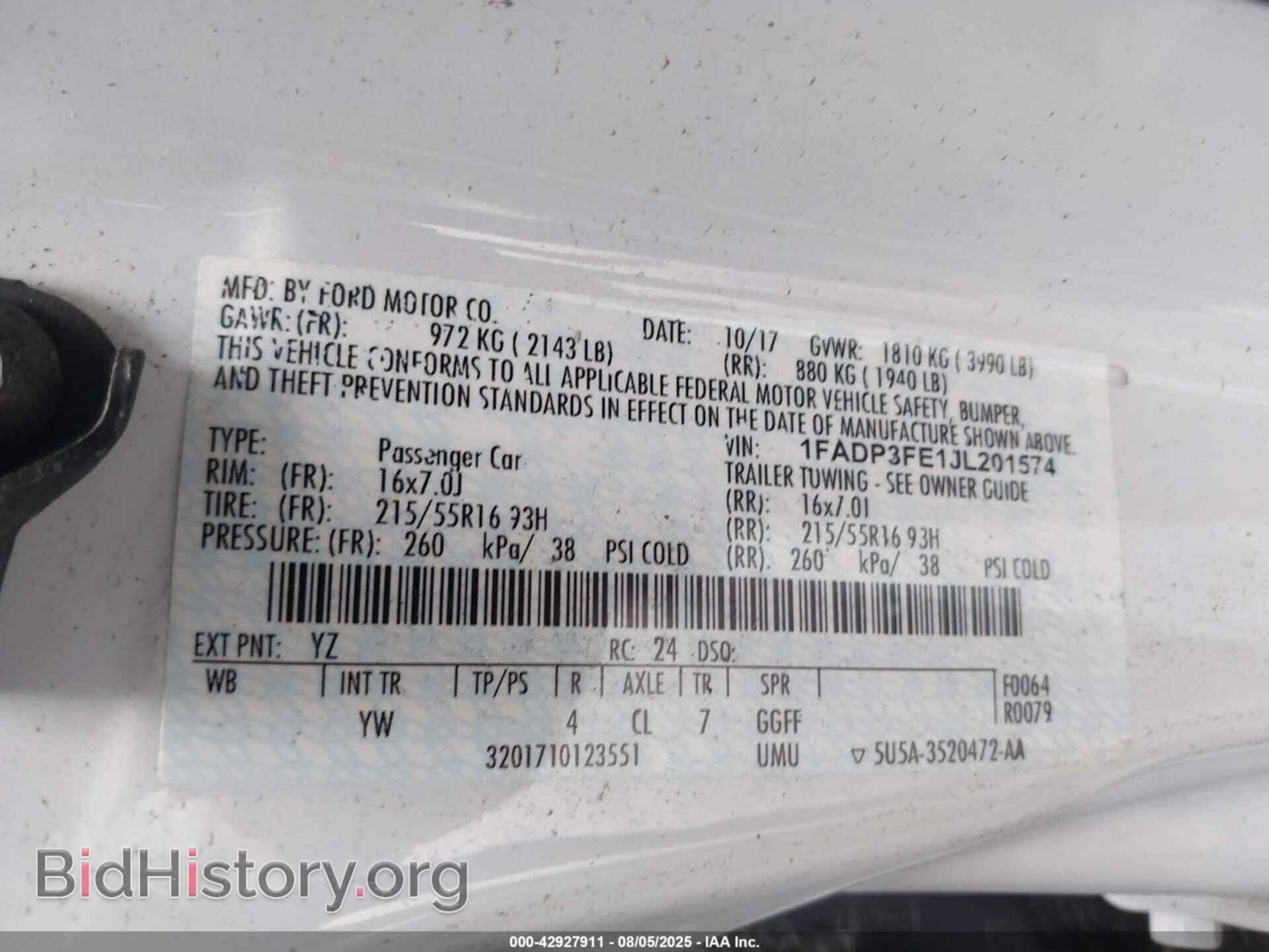 2018 FORD FOCUS - VIN: 1FADP3FE1JL201574 - Фото 9