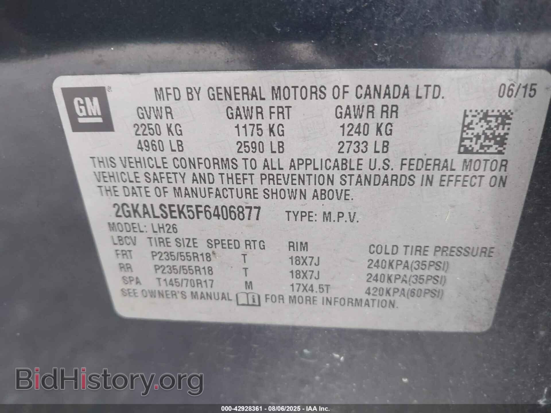 2015 GMC TERRAIN - VIN: 2GKALSEK5F6406877 - Фото 9