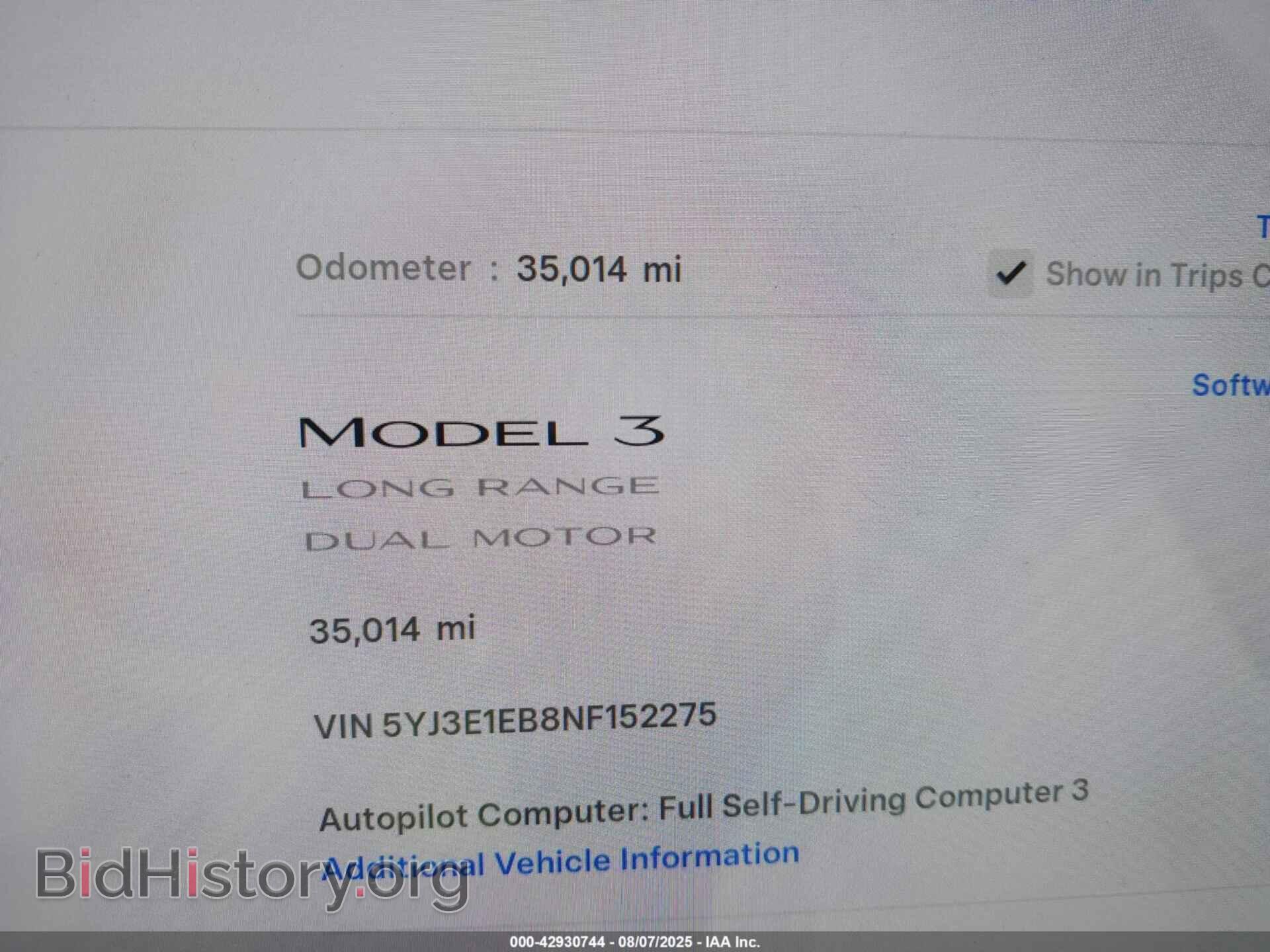 2022 TESLA MODEL 3 - VIN: 5YJ3E1EB8NF152275 - Фото 7