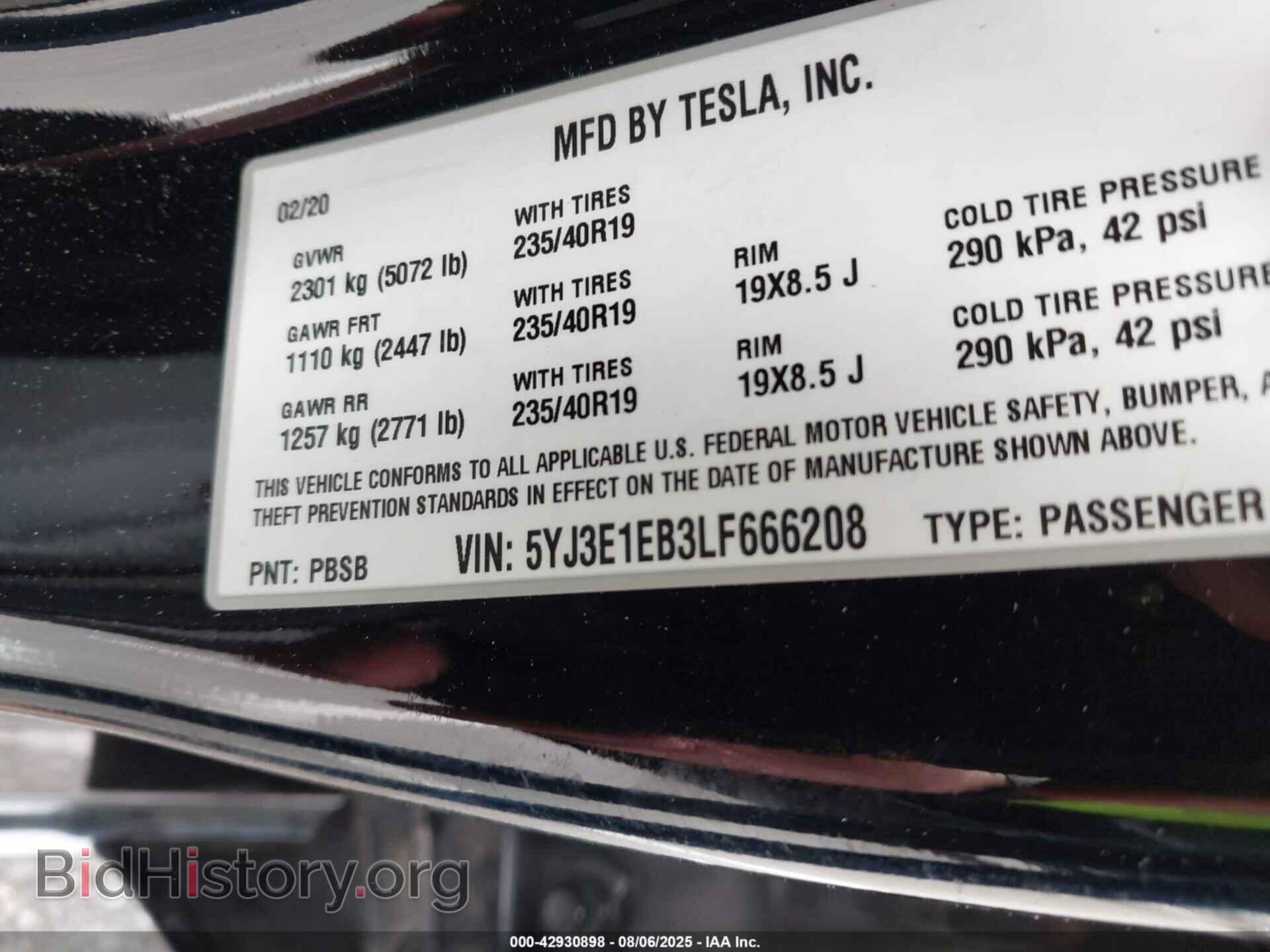 2020 TESLA MODEL 3 - VIN: 5YJ3E1EB3LF666208 - Фото 9