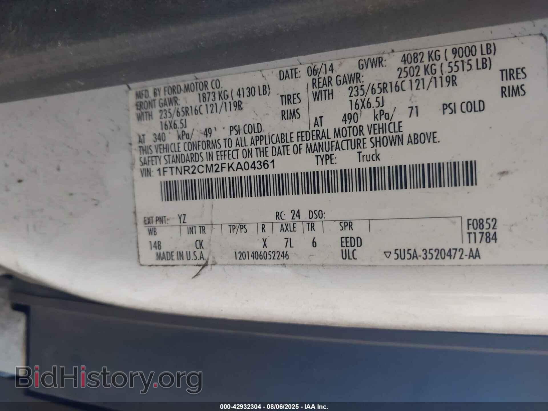 2015 FORD TRANSIT-250 - VIN: 1FTNR2CM2FKA04361 - Photo 9