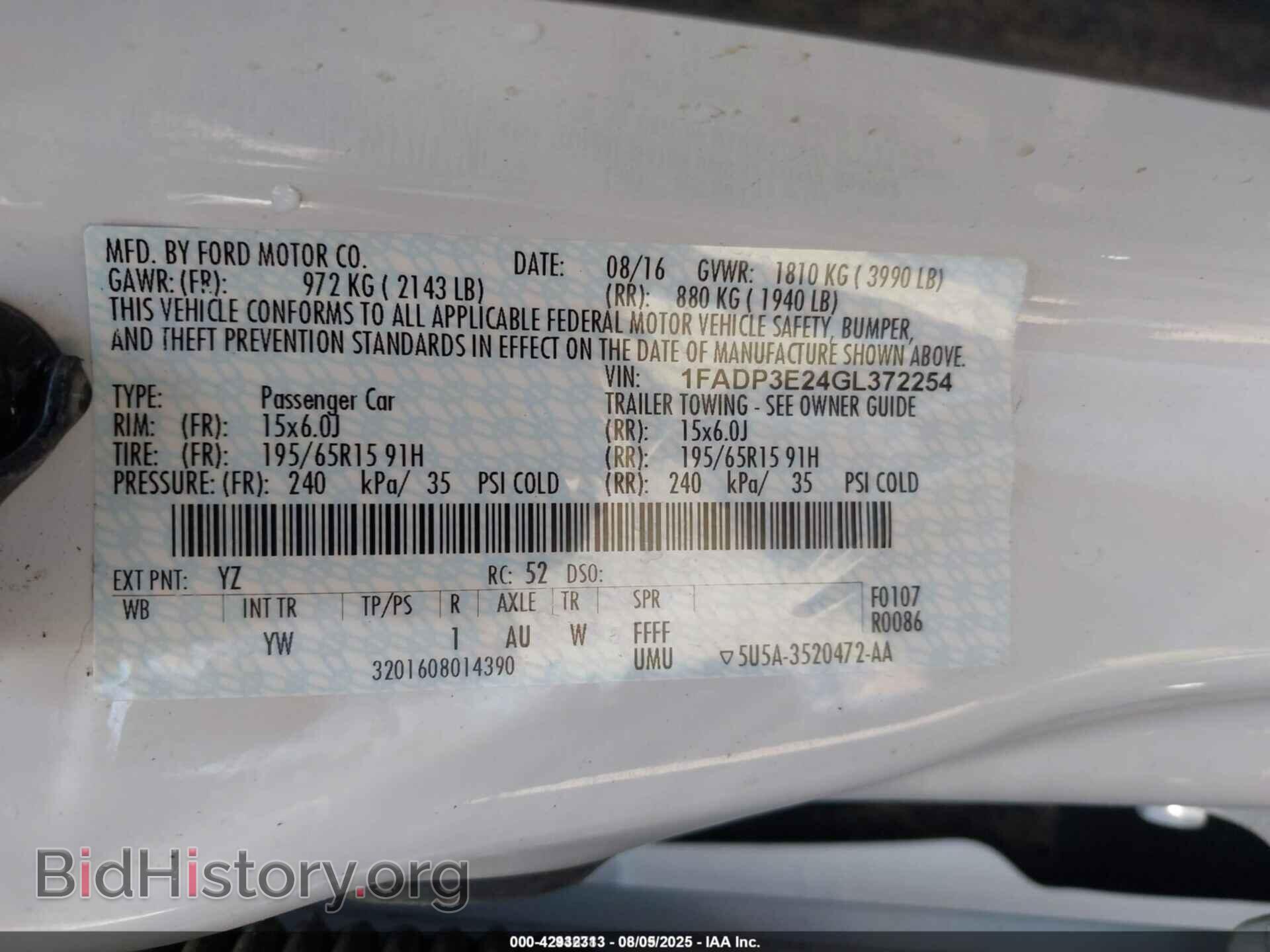 2016 FORD FOCUS - VIN: 1FADP3E24GL372254 - Фото 9