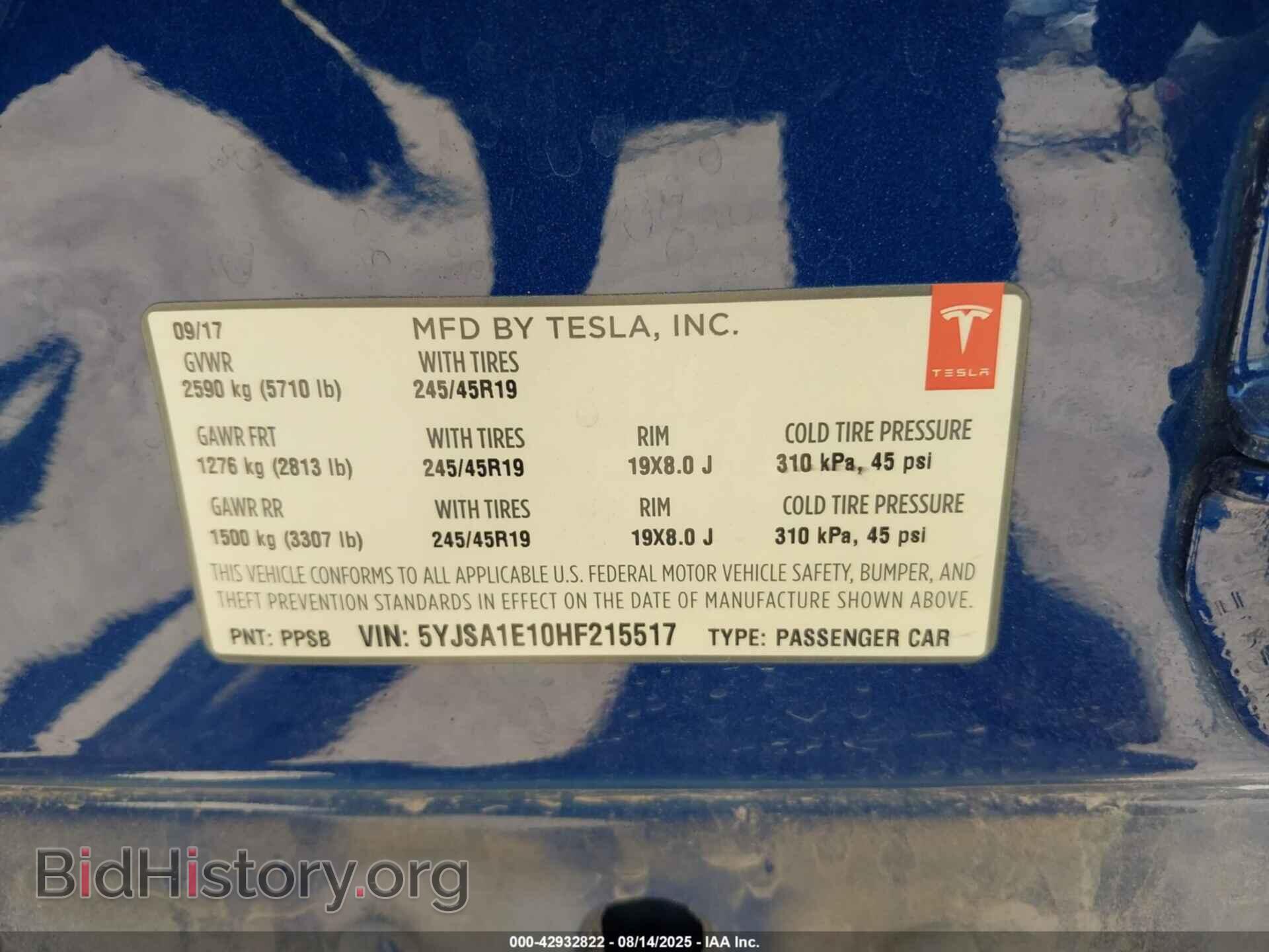 2017 TESLA MODEL S - VIN: 5YJSA1E10HF215517 - Photo 9