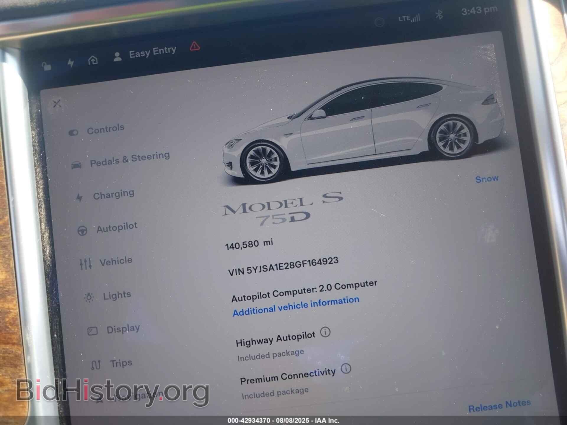 2016 TESLA MODEL S - VIN: 5YJSA1E28GF164923 - Photo 7