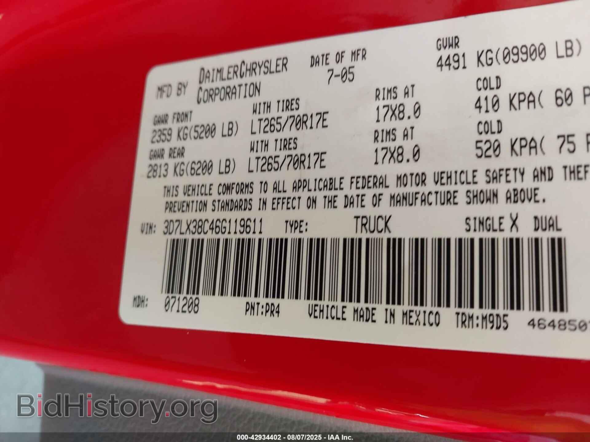 2006 DODGE RAM 3500 - VIN: 3D7LX38C46G119611 - Фото 9