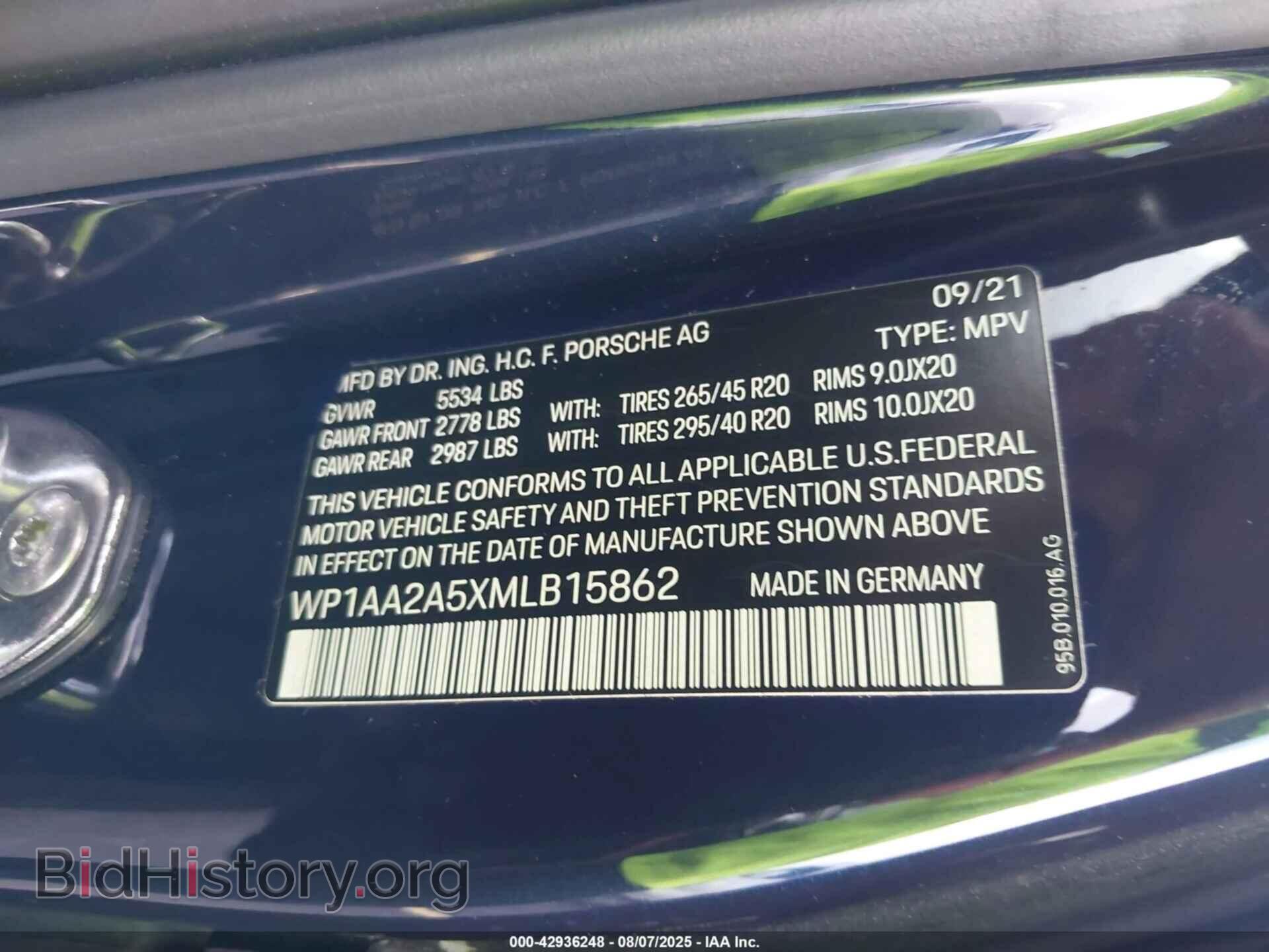 2021 PORSCHE MACAN - VIN: WP1AA2A5XMLB15862 - Фото 9