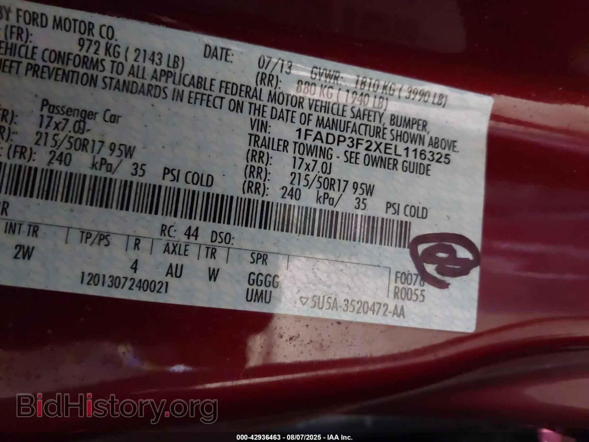 2014 FORD FOCUS - VIN: 1FADP3F2XEL116325 - Фото 9