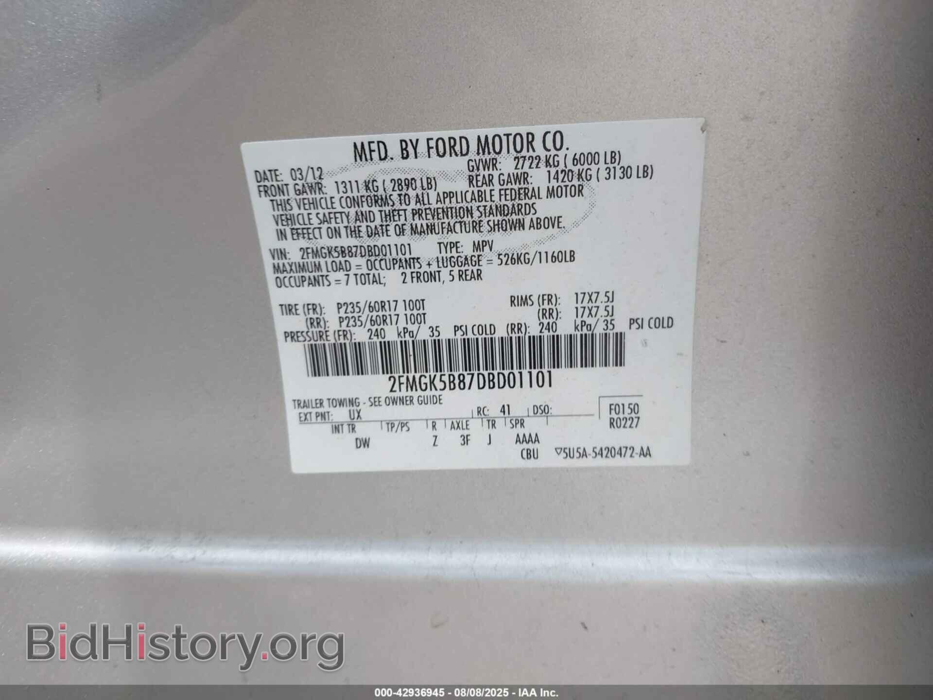 2013 FORD FLEX - VIN: 2FMGK5B87DBD01101 - Photo 9