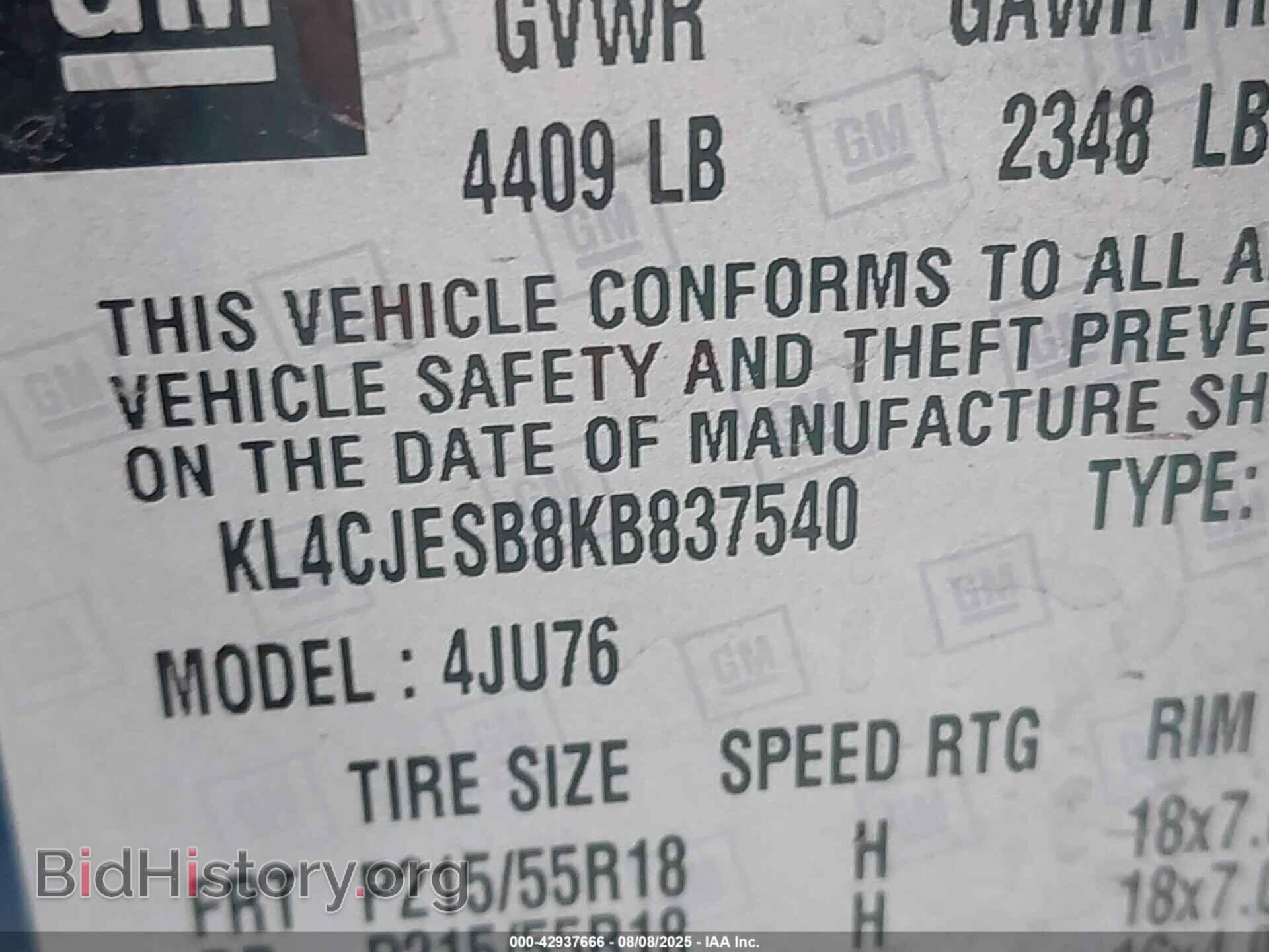 2019 BUICK ENCORE - VIN: KL4CJESB8KB837540 - Photo 9