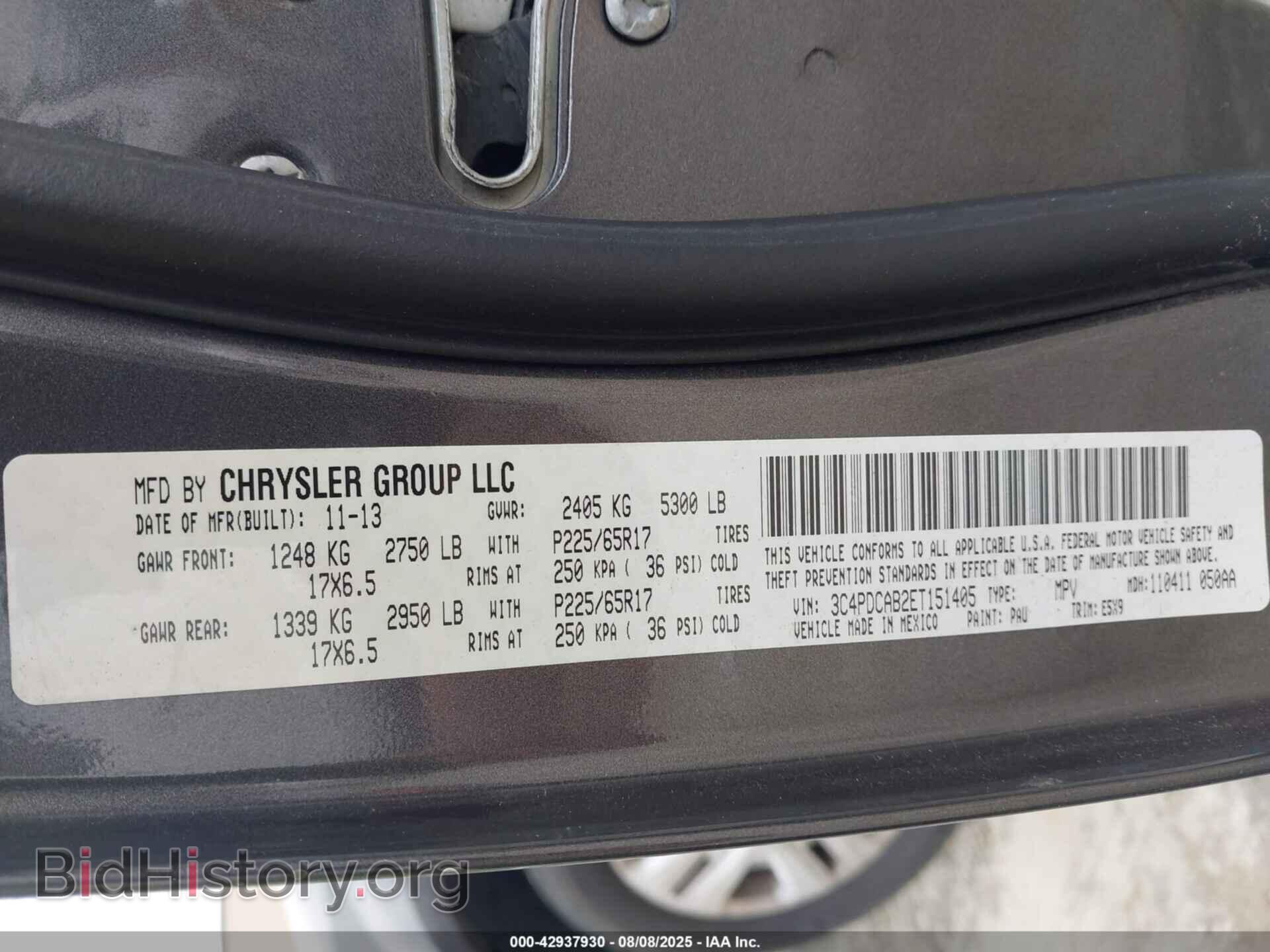 2014 DODGE JOURNEY - VIN: 3C4PDCAB2ET151405 - Фото 9