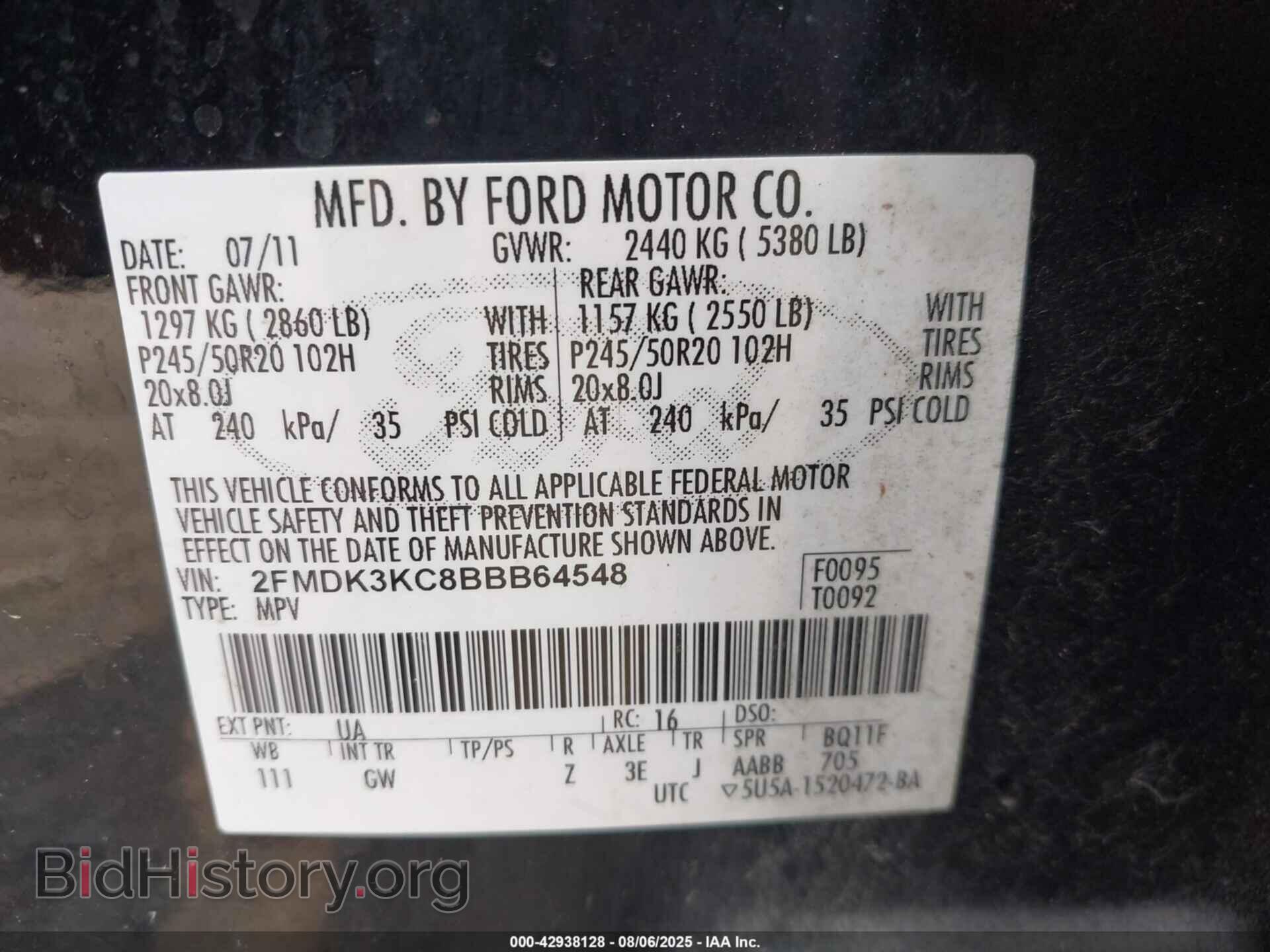 2011 FORD EDGE - VIN: 2FMDK3KC8BBB64548 - Photo 9
