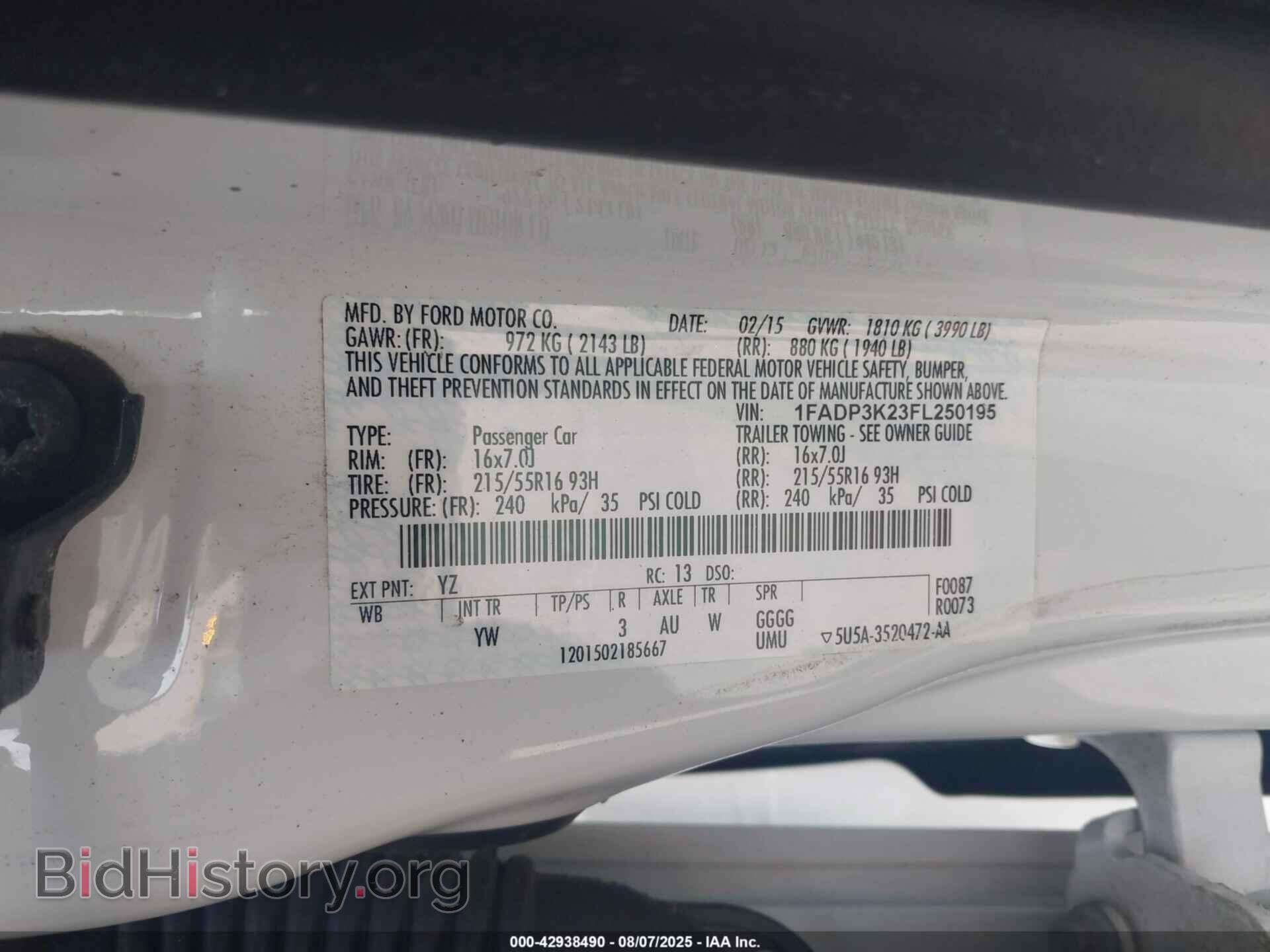2015 FORD FOCUS - VIN: 1FADP3K23FL250195 - Фото 8