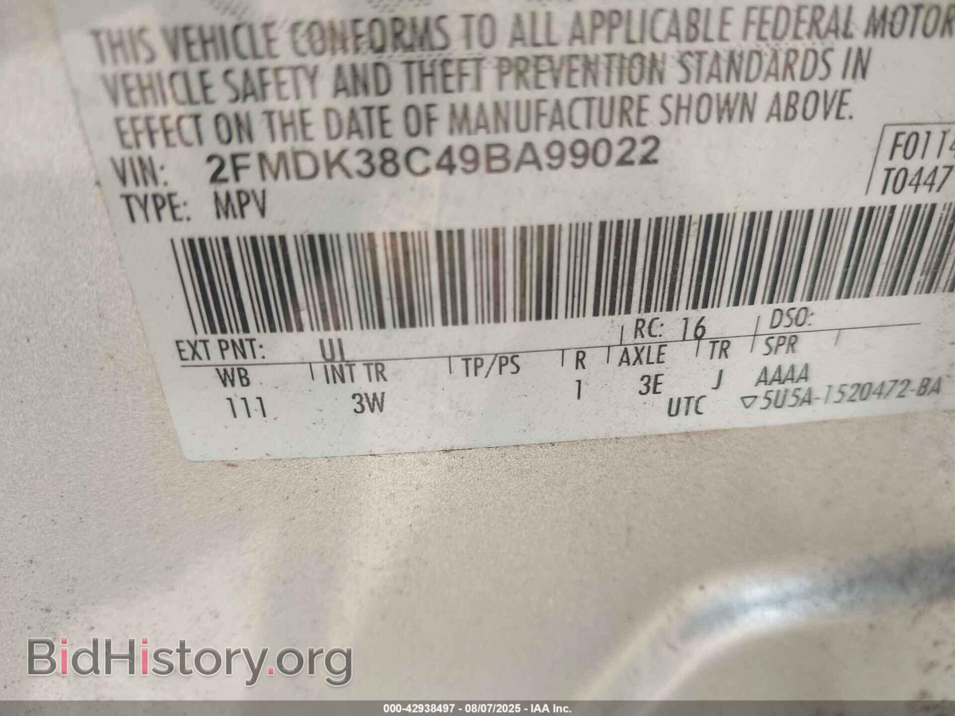 2009 FORD EDGE - VIN: 2FMDK38C49BA99022 - Фото 9