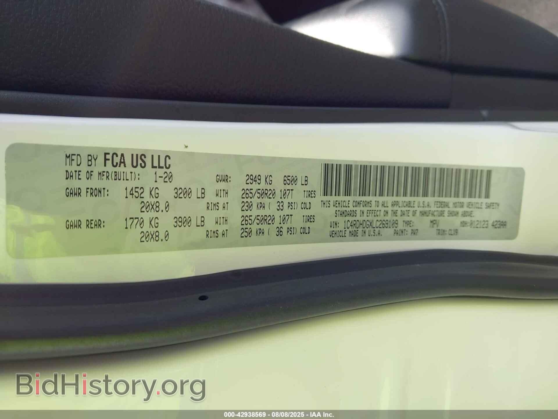 2020 DODGE DURANGO - VIN: 1C4RDHDGXLC269109 - Фото 9