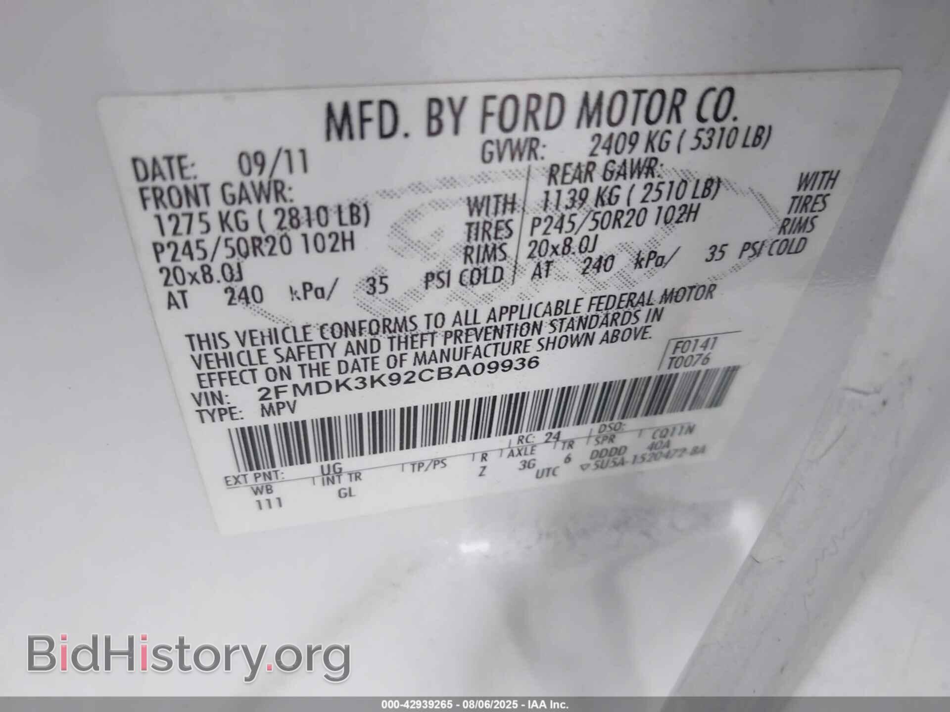 2012 FORD EDGE - VIN: 2FMDK3K92CBA09936 - Photo 9