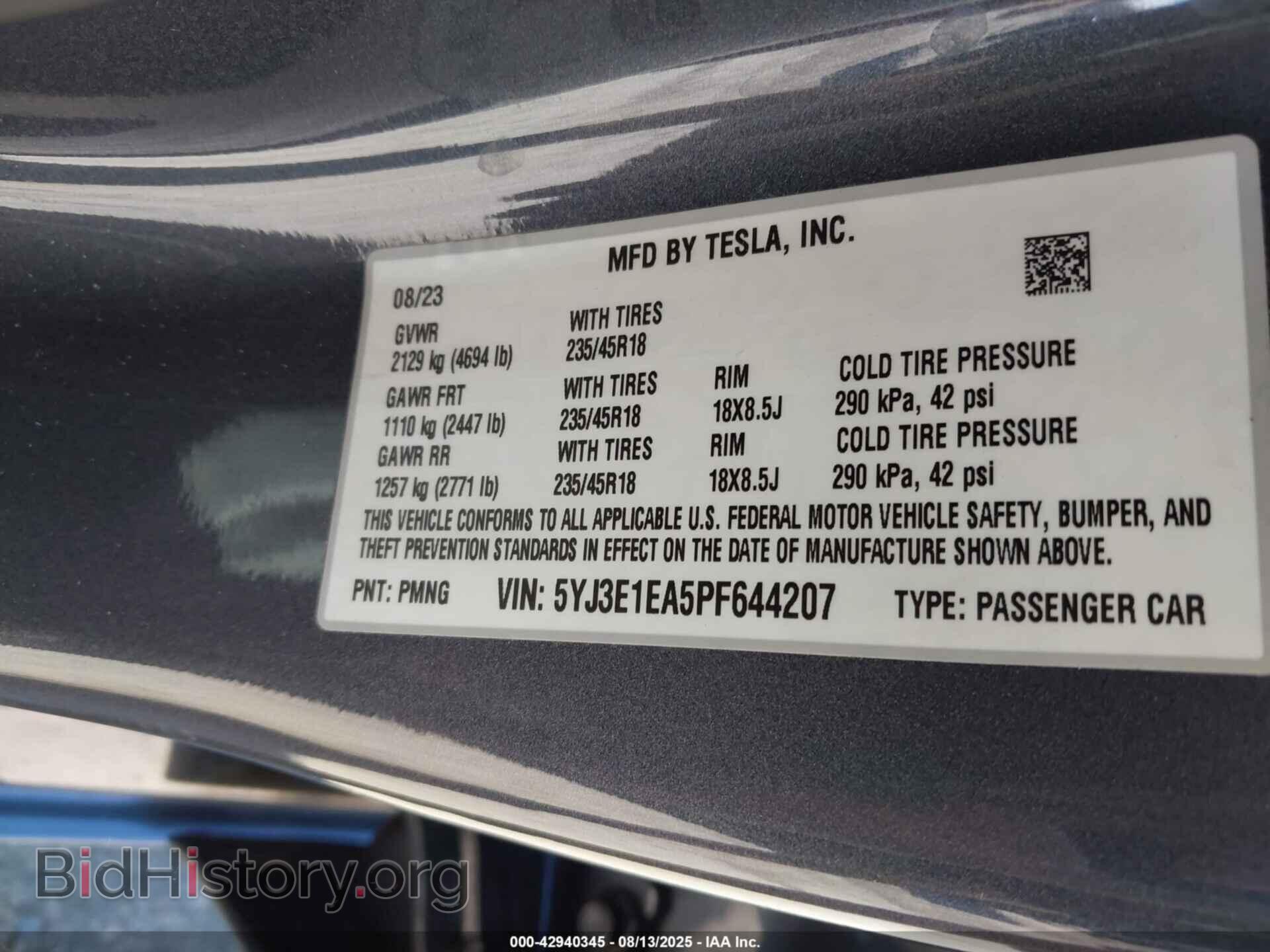 2023 TESLA MODEL 3 - VIN: 5YJ3E1EA5PF644207 - Фото 9