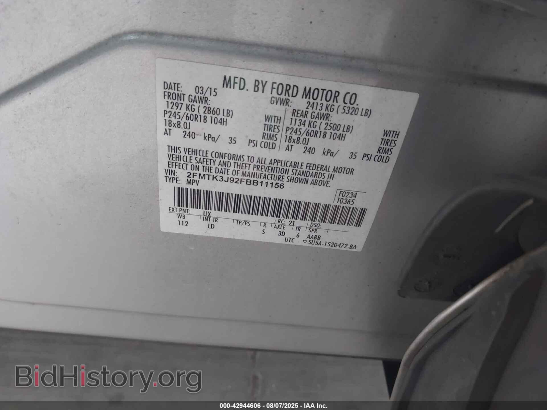 2015 FORD EDGE - VIN: 2FMTK3J92FBB11156 - Photo 9