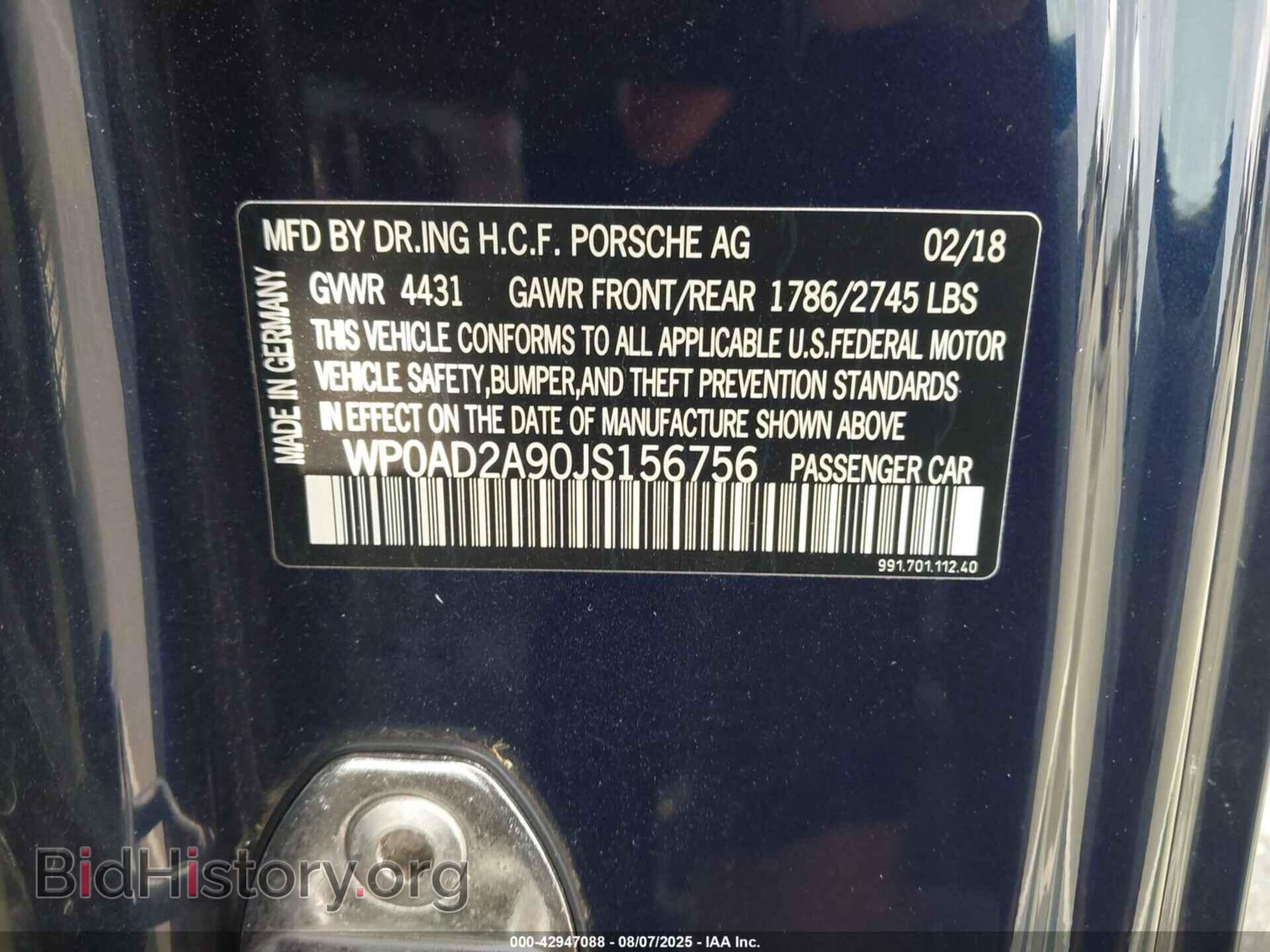 2018 PORSCHE 911 - VIN: WP0AD2A90JS156756 - Фото 9