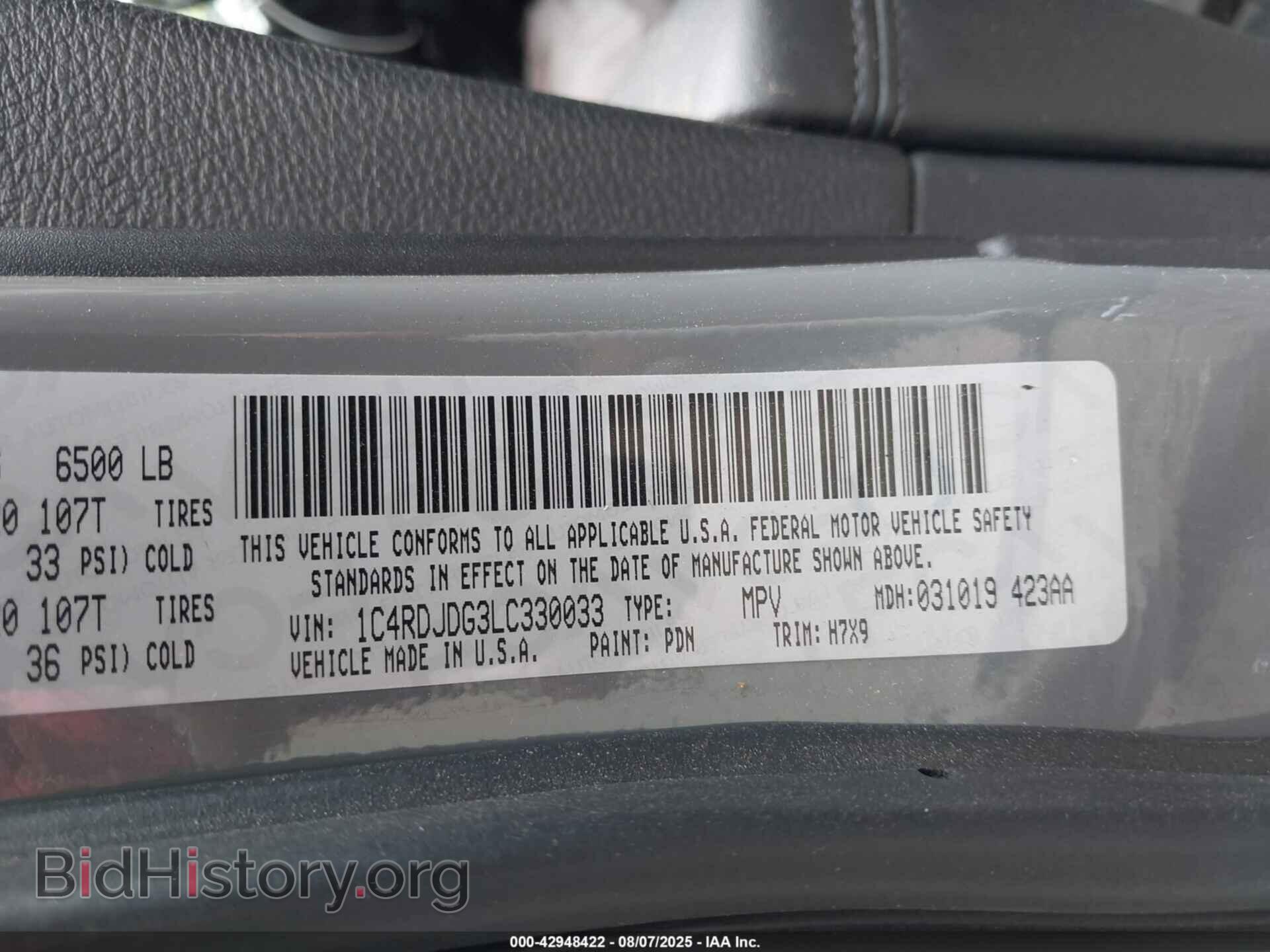 2020 DODGE DURANGO - VIN: 1C4RDJDG3LC330033 - Фото 9
