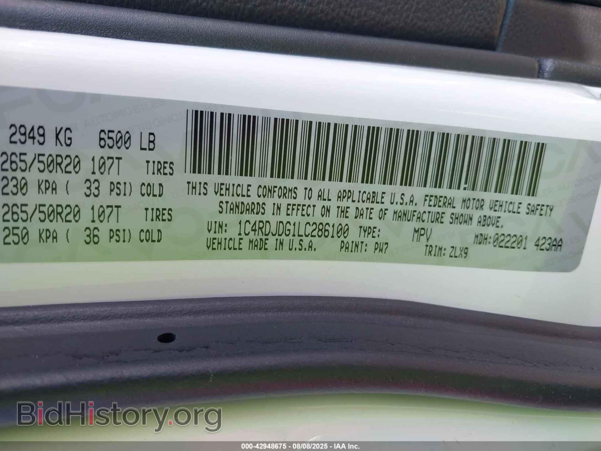 2020 DODGE DURANGO - VIN: 1C4RDJDG1LC286100 - Фото 9